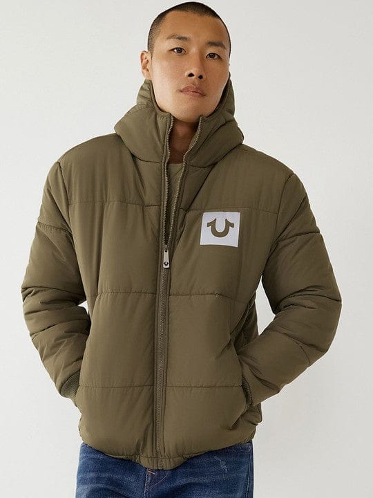 True Religion Men Green Round Neck Jacket