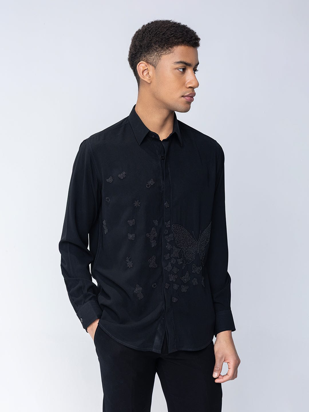 Amit Arora Men Black Solid Collar Shirt