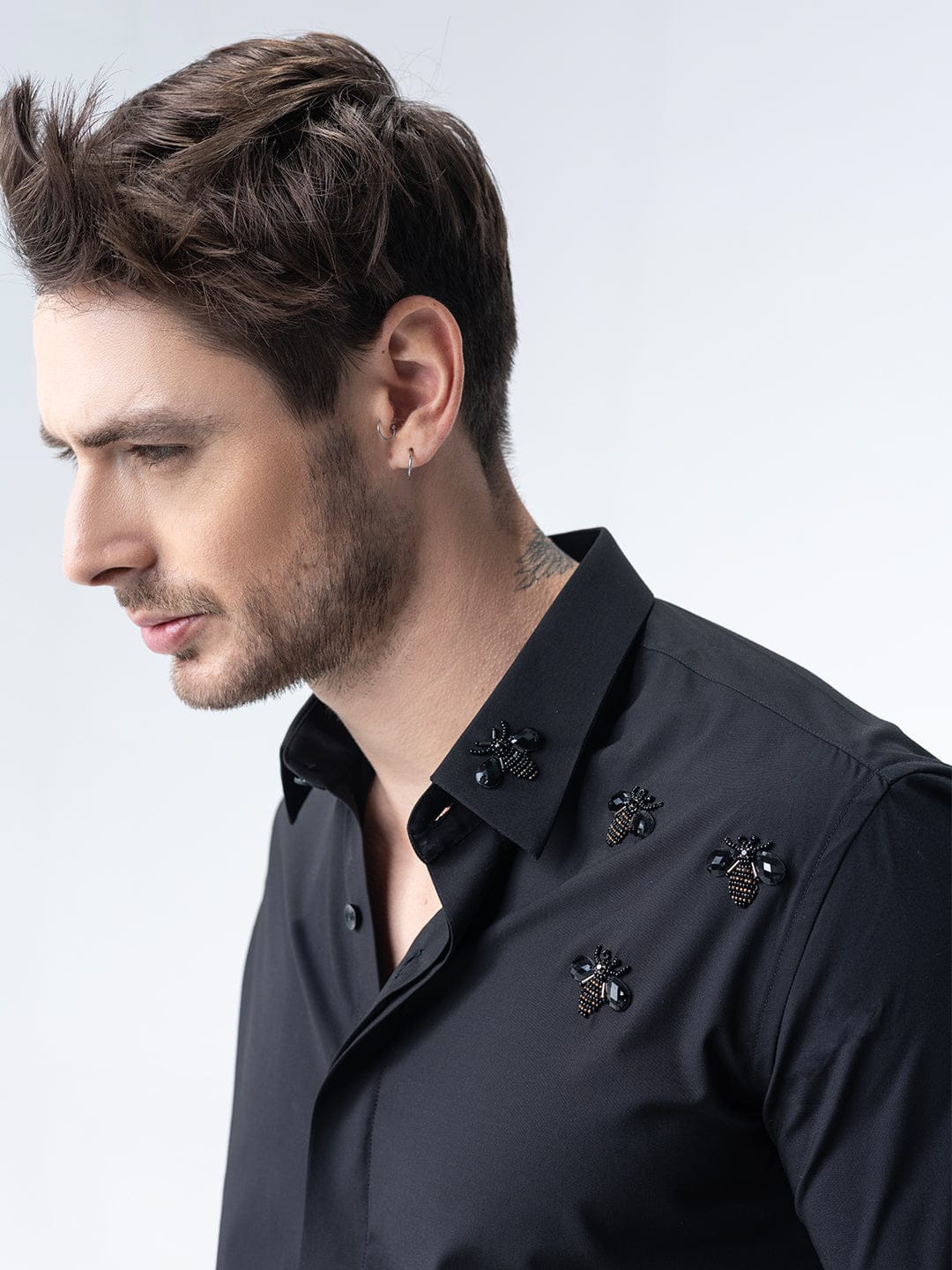 Amit Arora Men Black Solid Collar Shirt