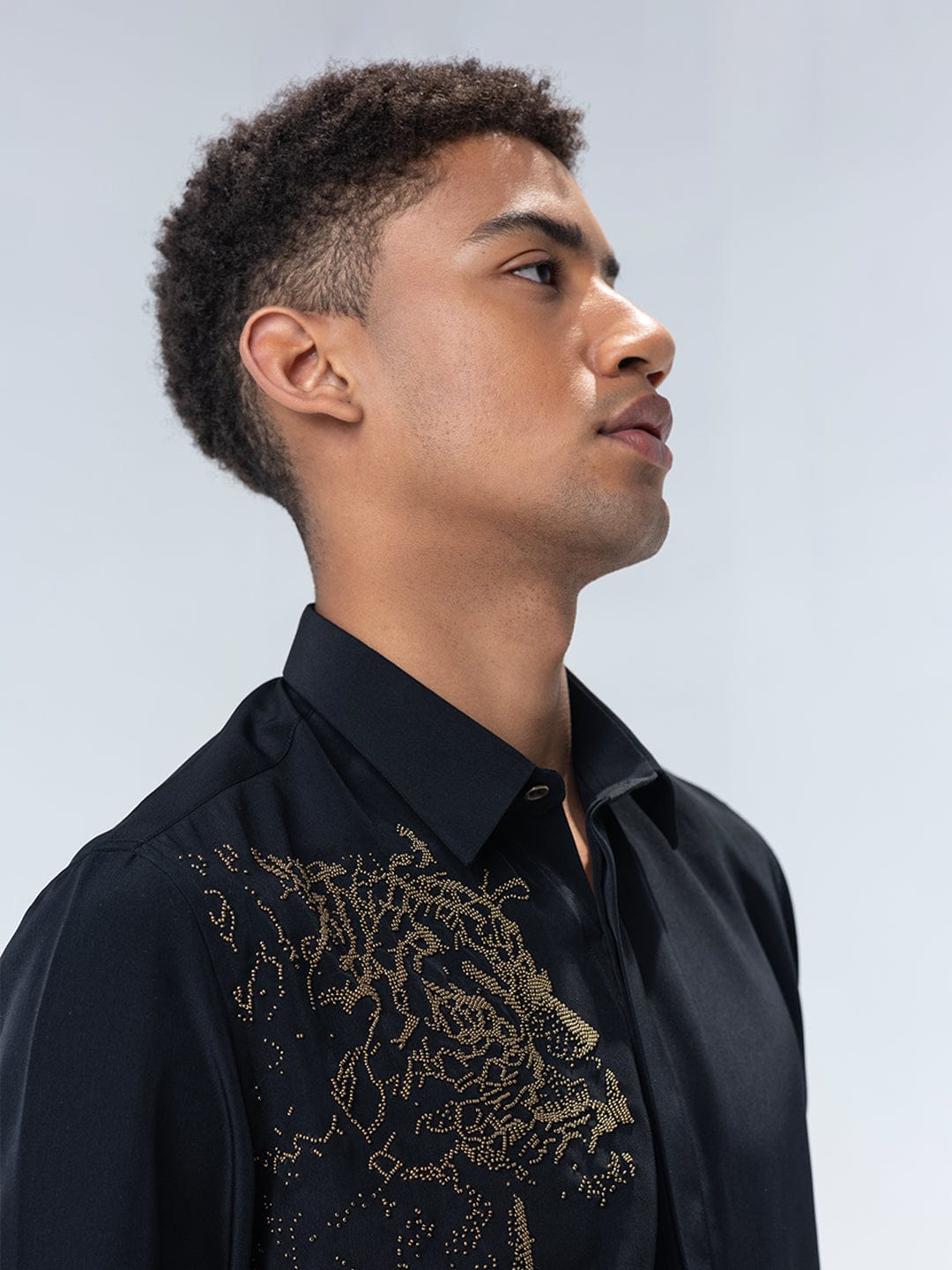 Amit Arora Men Black Solid Collar Shirt