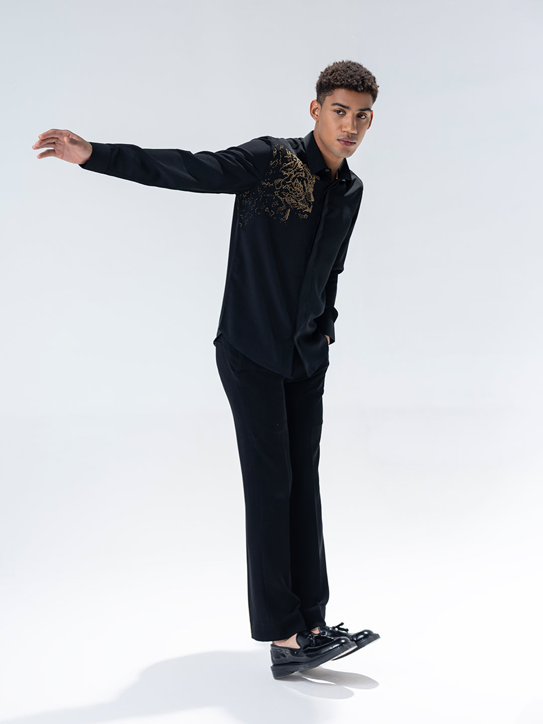 Amit Arora Men Black Solid Collar Shirt