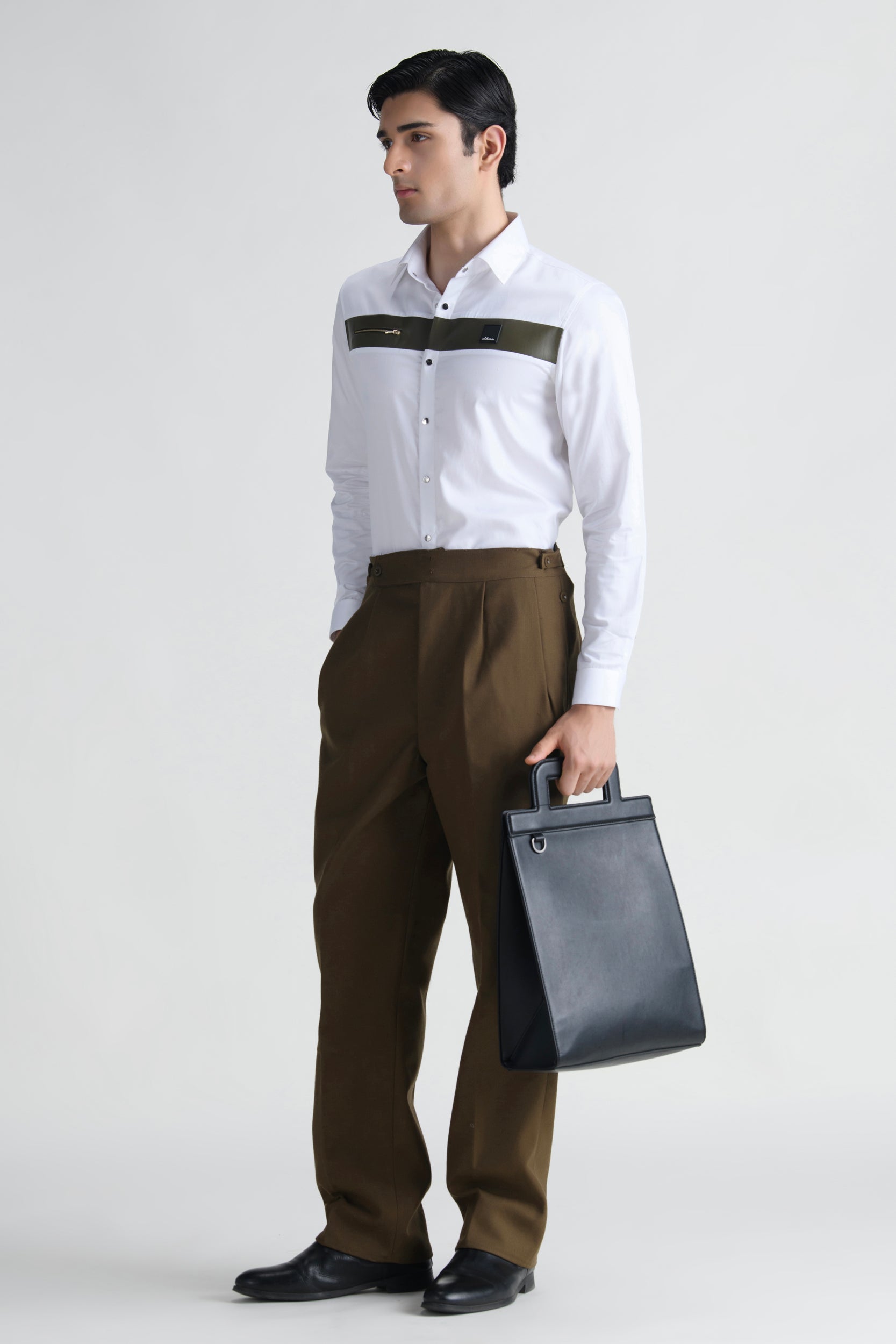Abkasa Men White Slim Fit Cotton Shirt