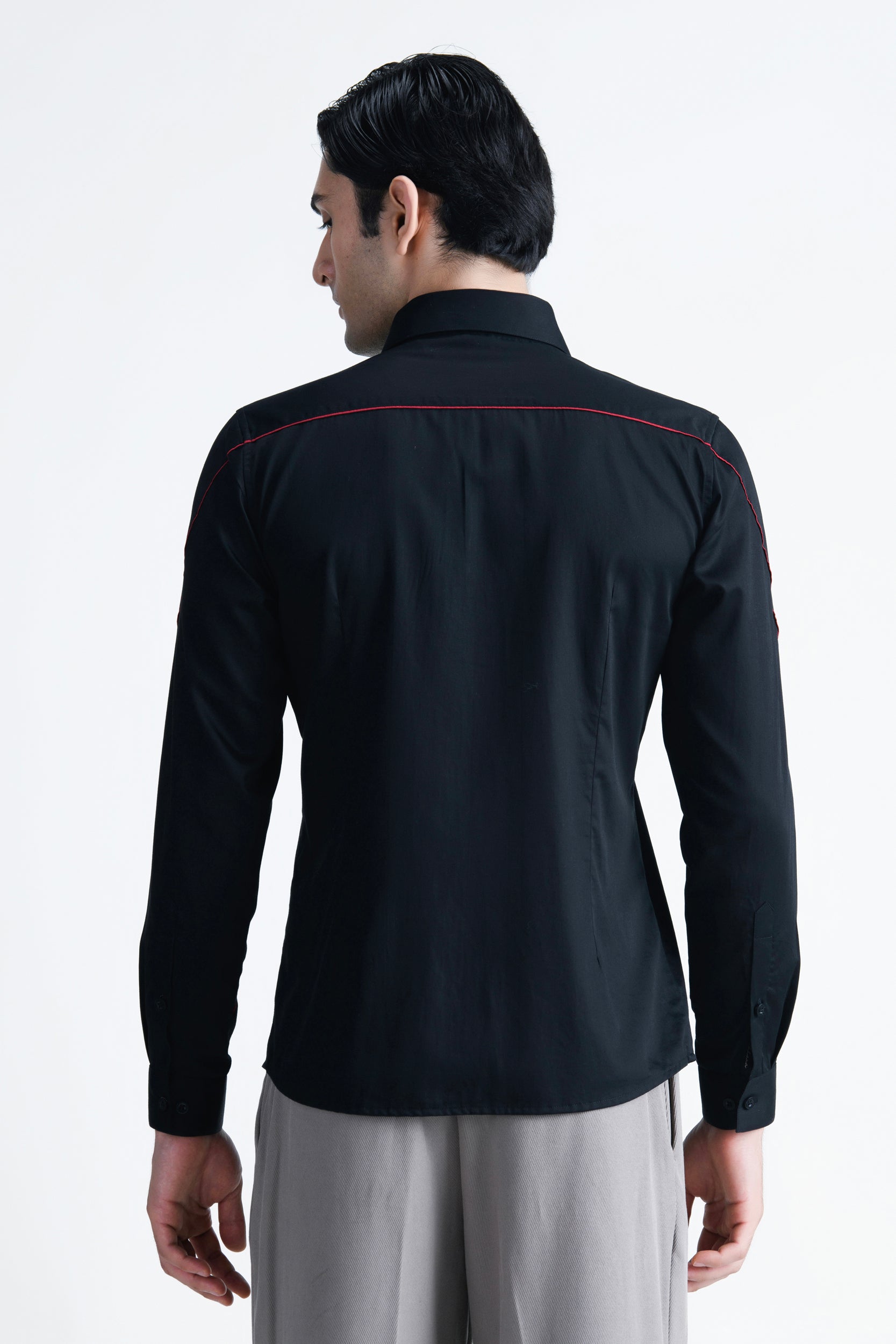 Abkasa Men Black Printed Slim Fit Cotton Shirt