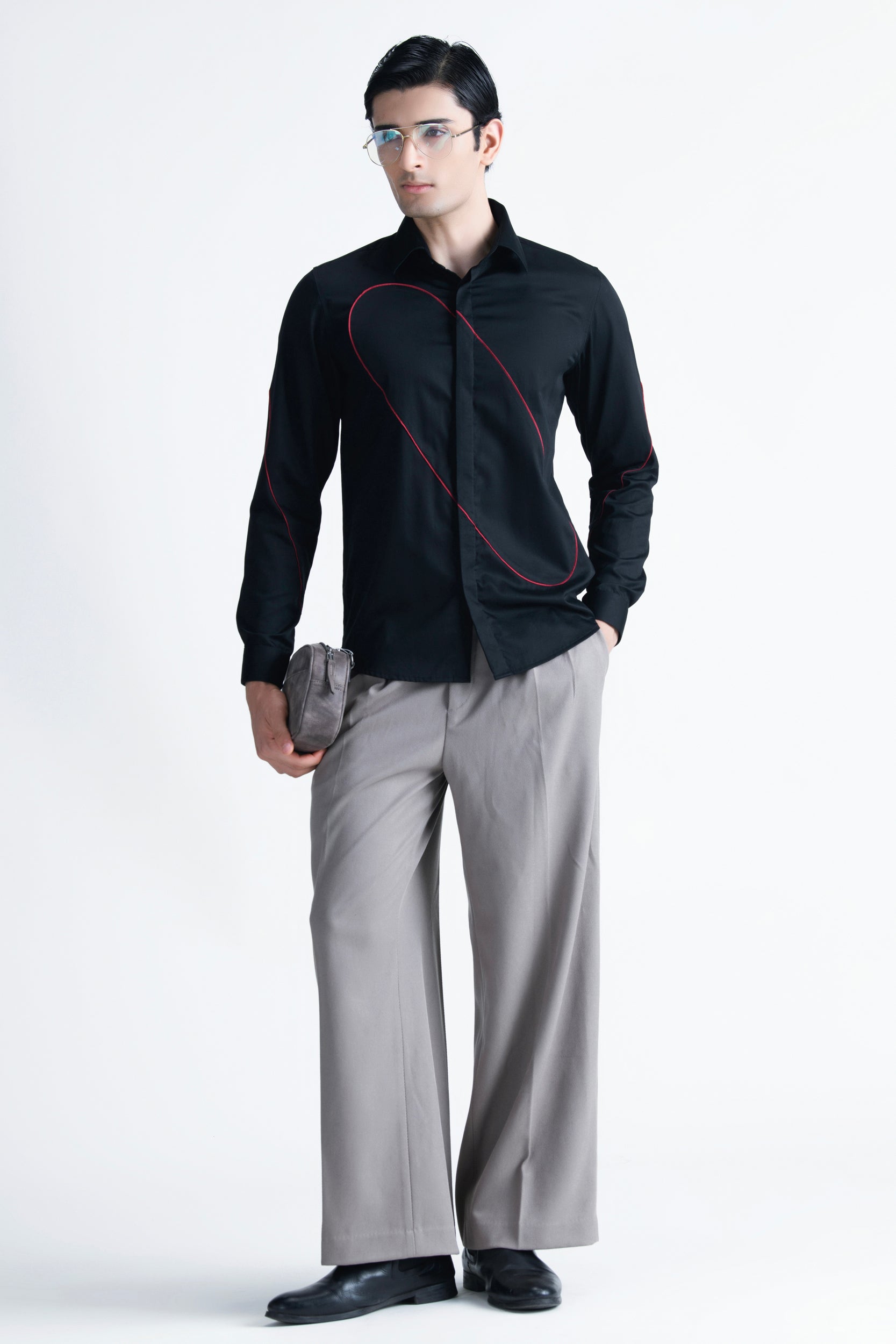 Abkasa Men Black Printed Slim Fit Cotton Shirt