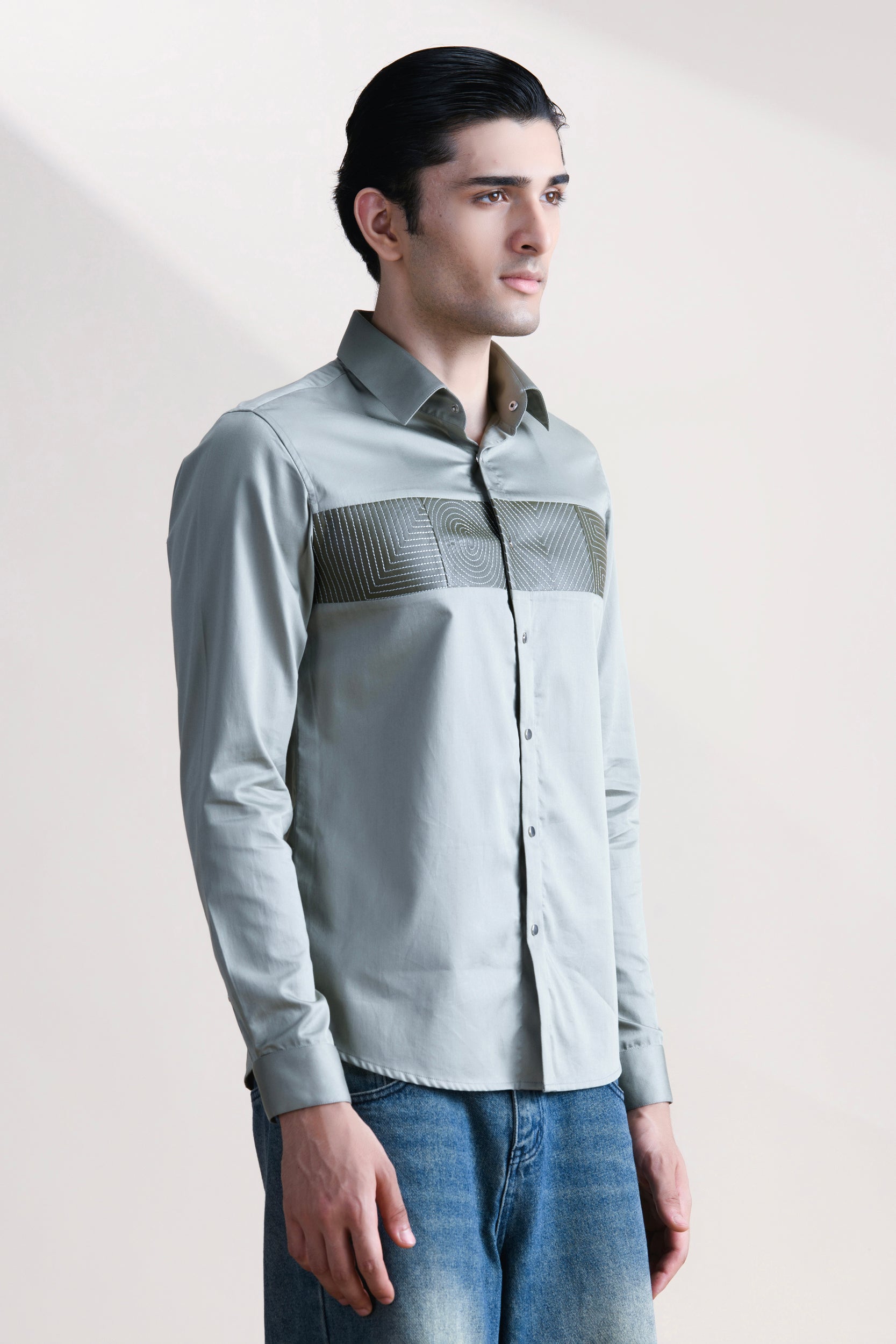 Abkasa Men Green Printed Slim Fit Cotton Shirt