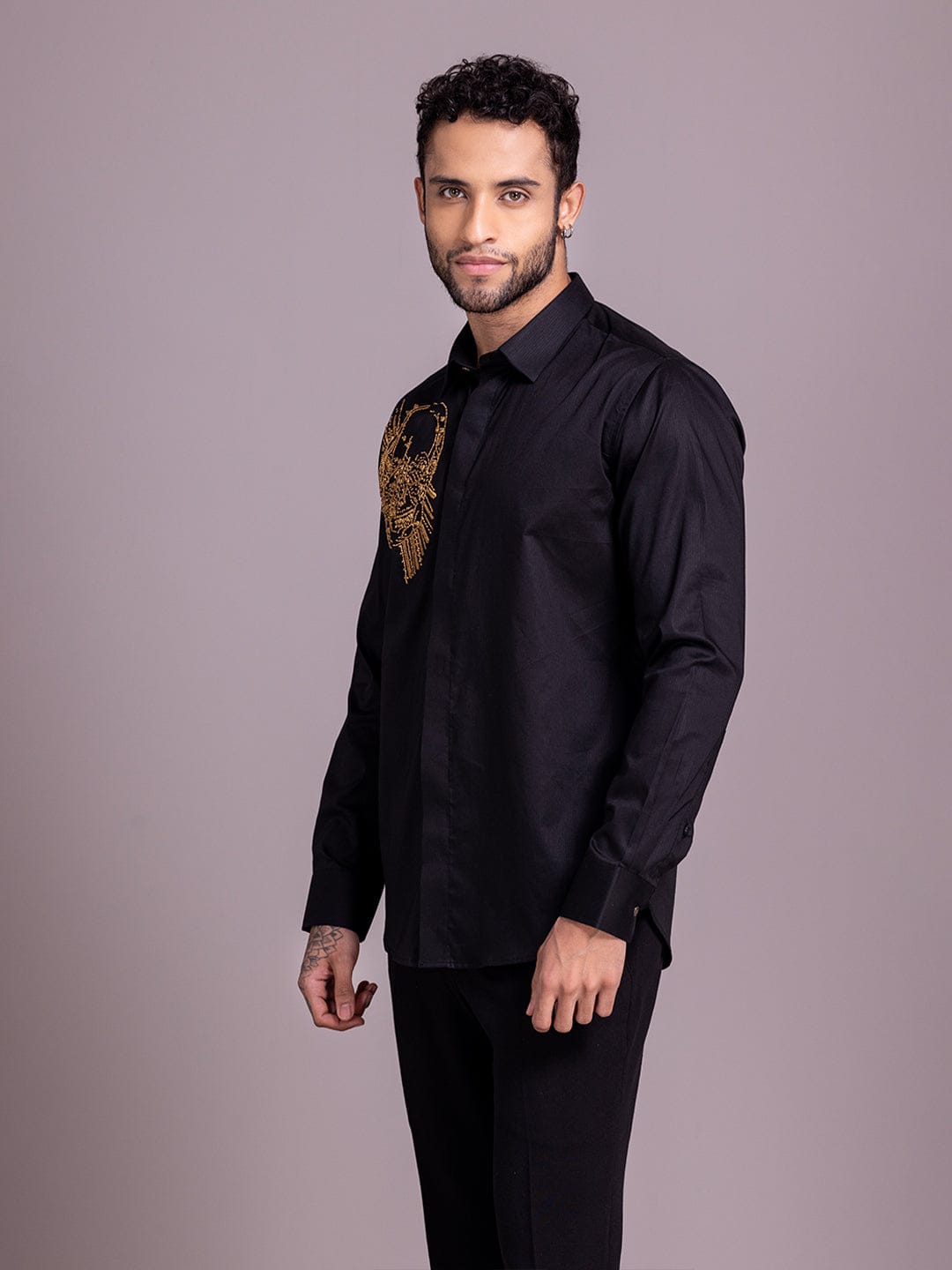 Amit Arora Men Black Solid Collar Shirt