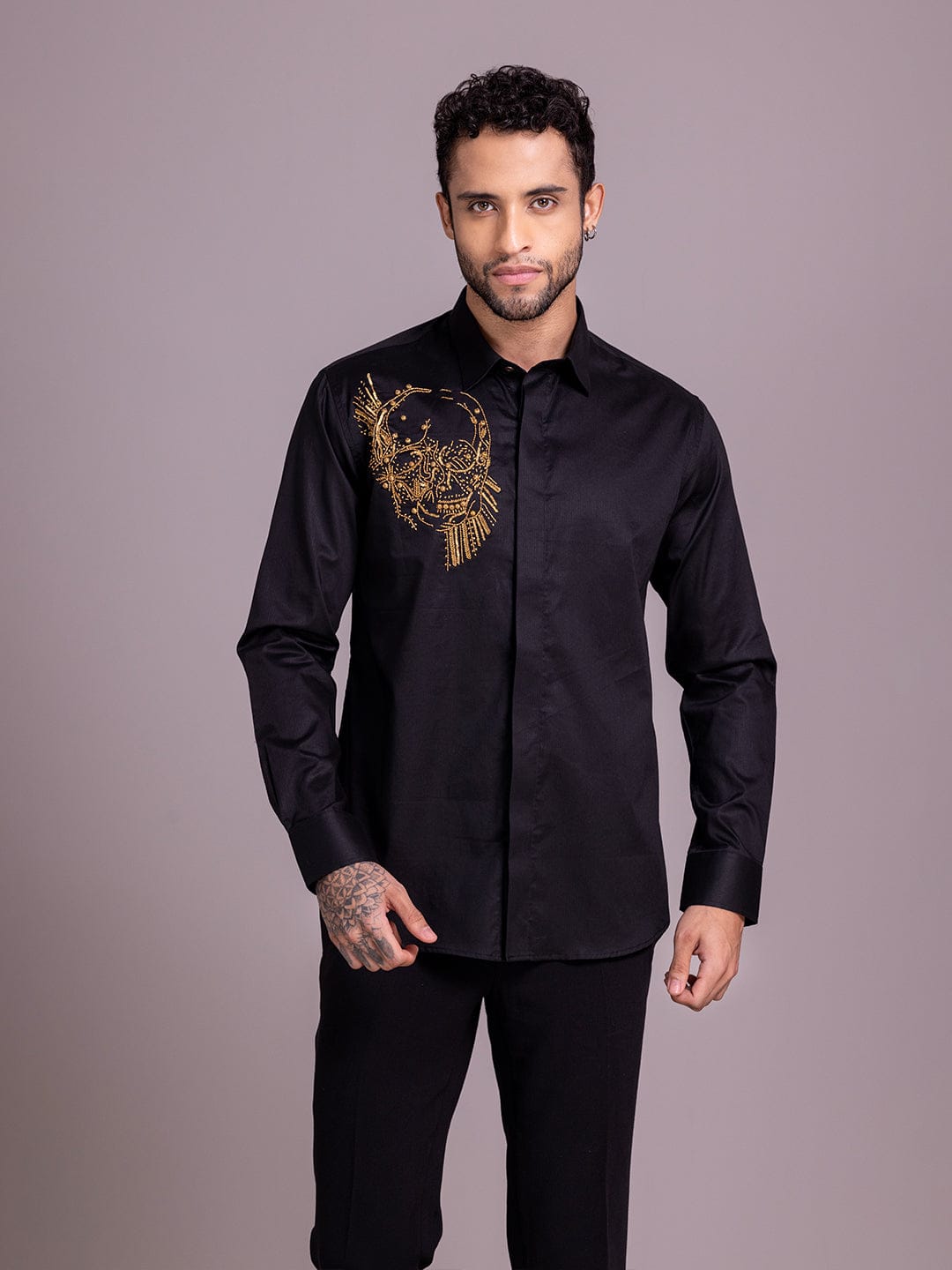 Amit Arora Men Black Solid Collar Shirt