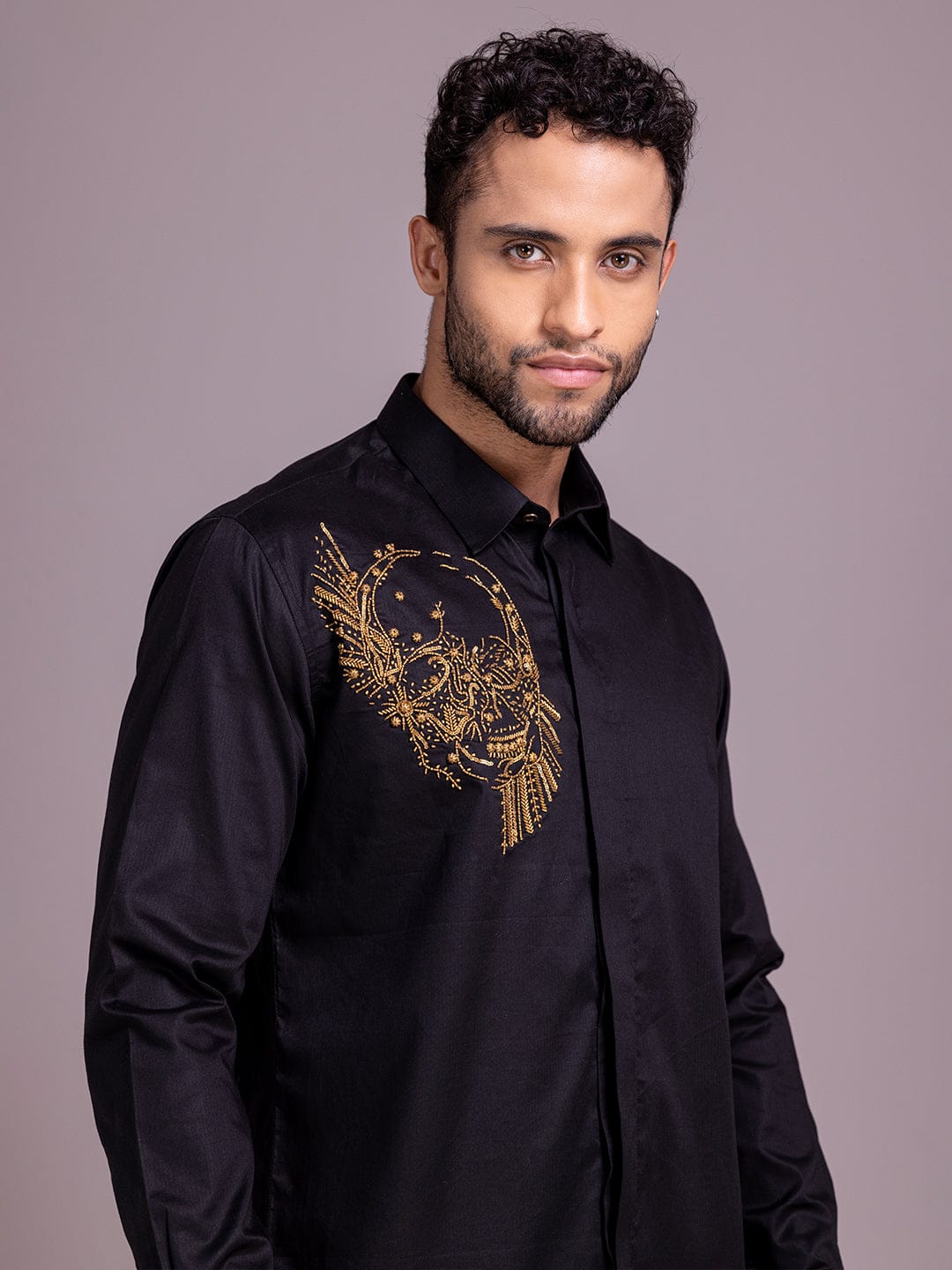 Amit Arora Men Black Solid Collar Shirt