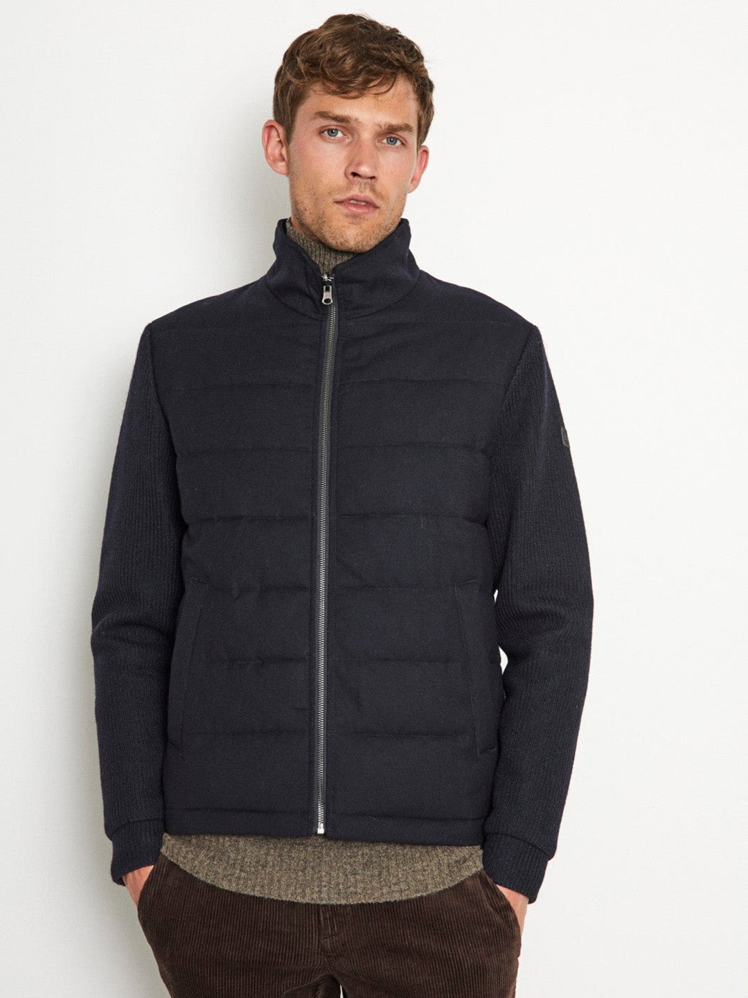 Bruun & Stengade Men Solid Stand Collar Full Sleeves Jacket