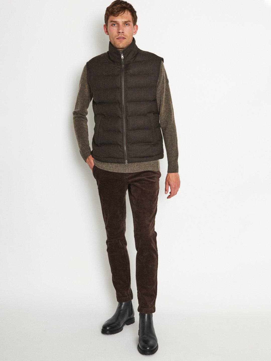 Bruun & Stengade Men Solid Stand Collar Sleeveless Jacket