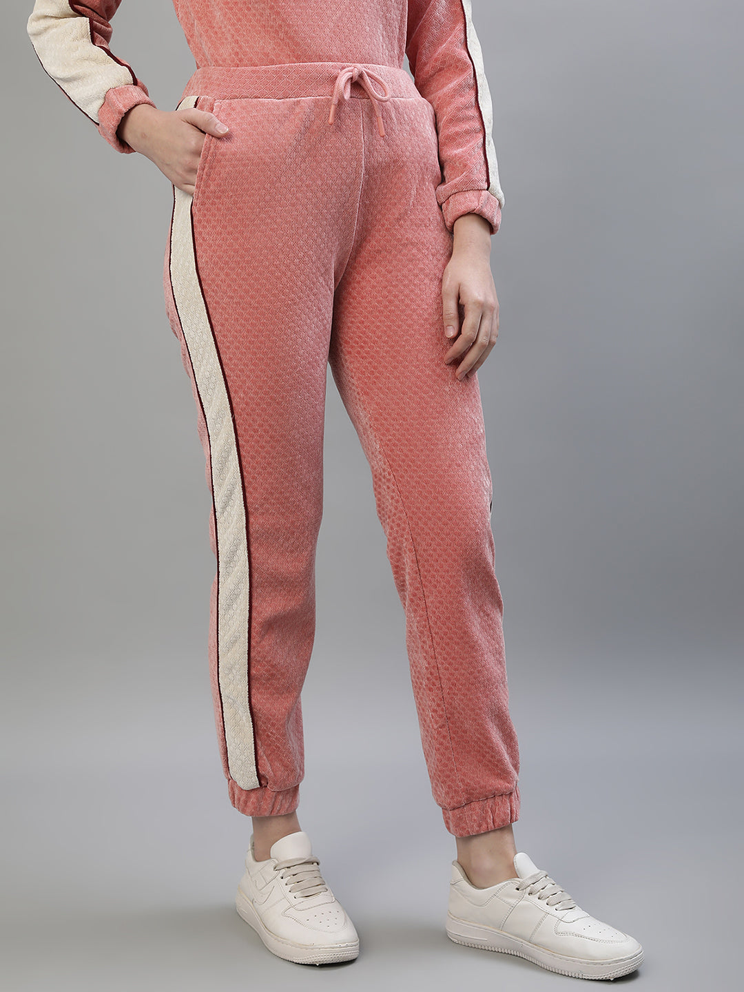 Iconic Women Pink Colorblocked Regular Fit Mid-Rise Track Pants