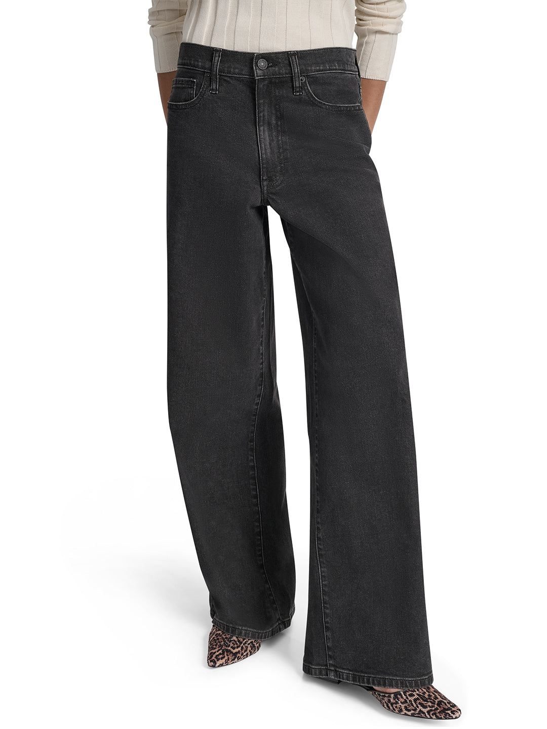 DKNY Women Black Flared Washed Jeans