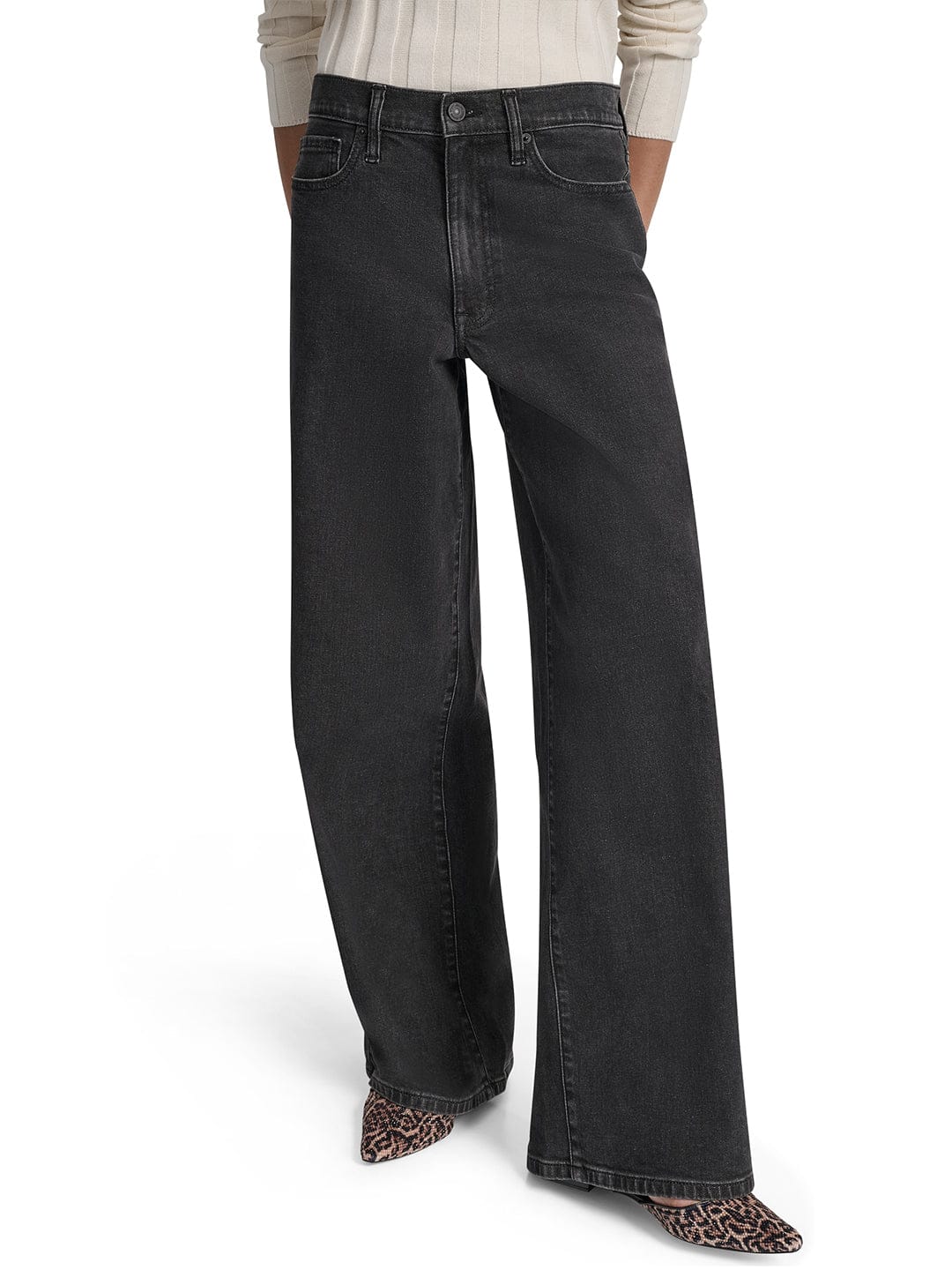 DKNY Women Black Flared Washed Jeans