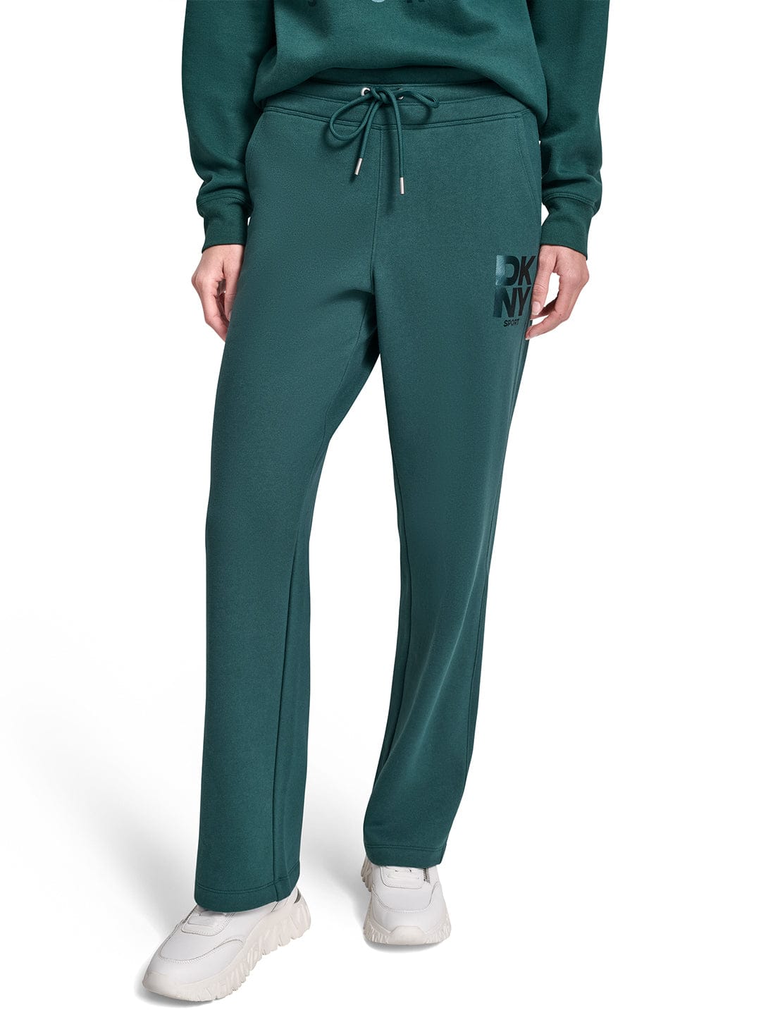 DKNY Women Green Straight Fit Solid Sweatpant