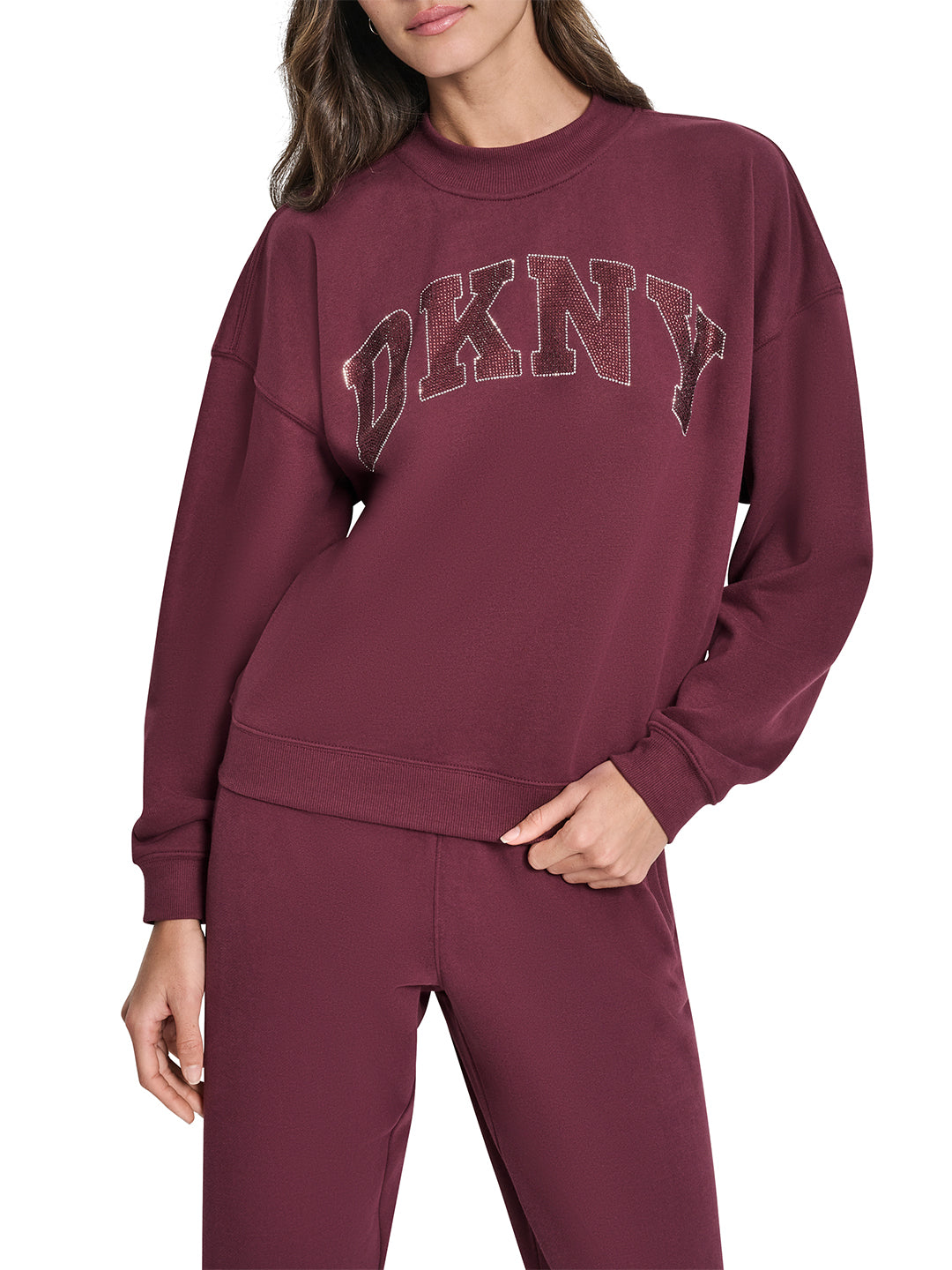 DKNY Women Red Embellished Round Neck Sweatshirt