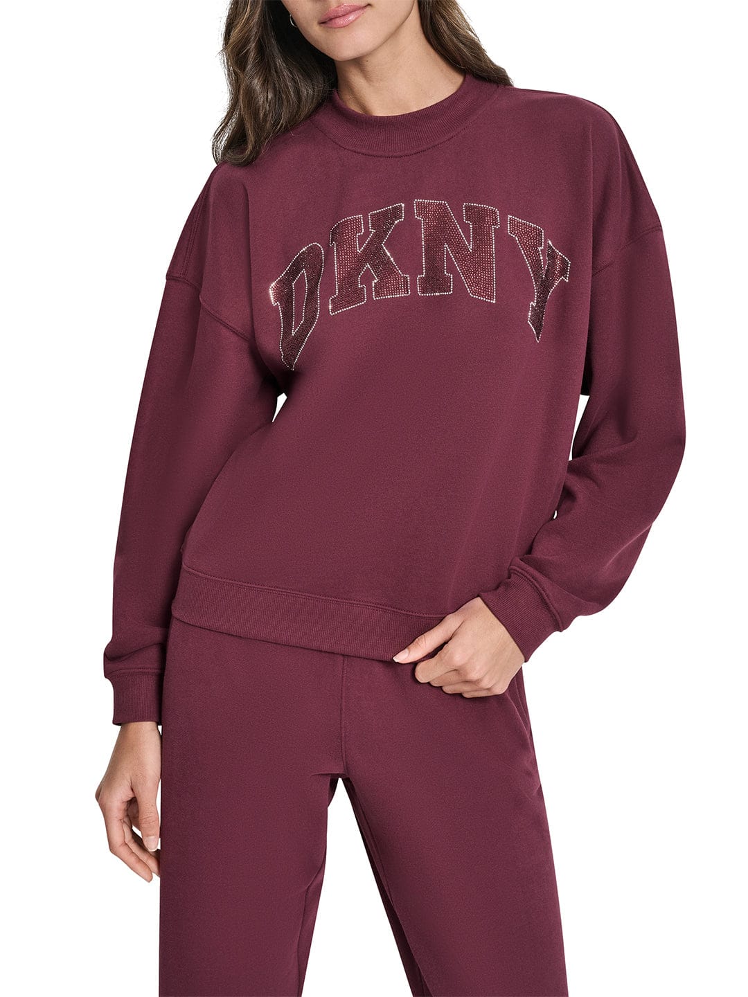DKNY Women Red Embellished Round Neck Sweatshirt