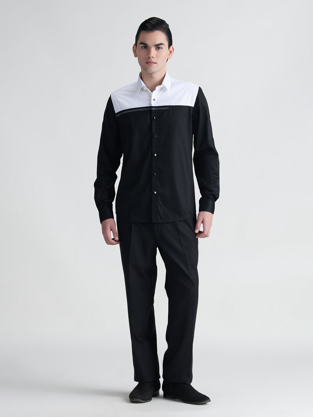 Abkasa Men White Collar Shirt