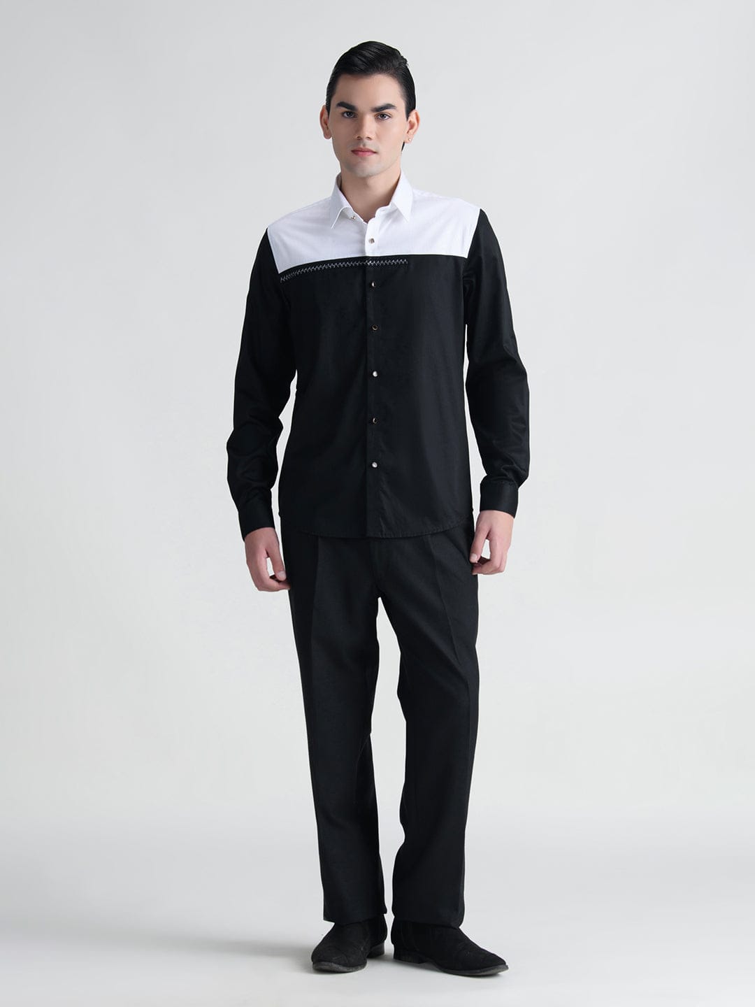 Abkasa Men White Collar Shirt