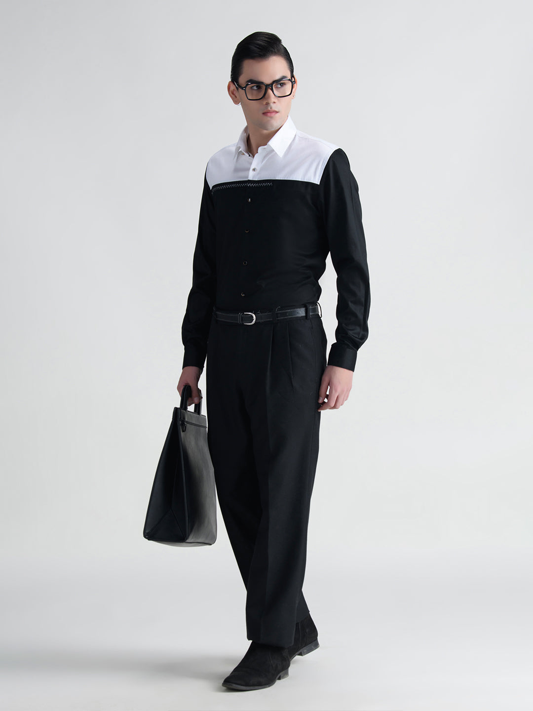 Abkasa Men White Collar Shirt