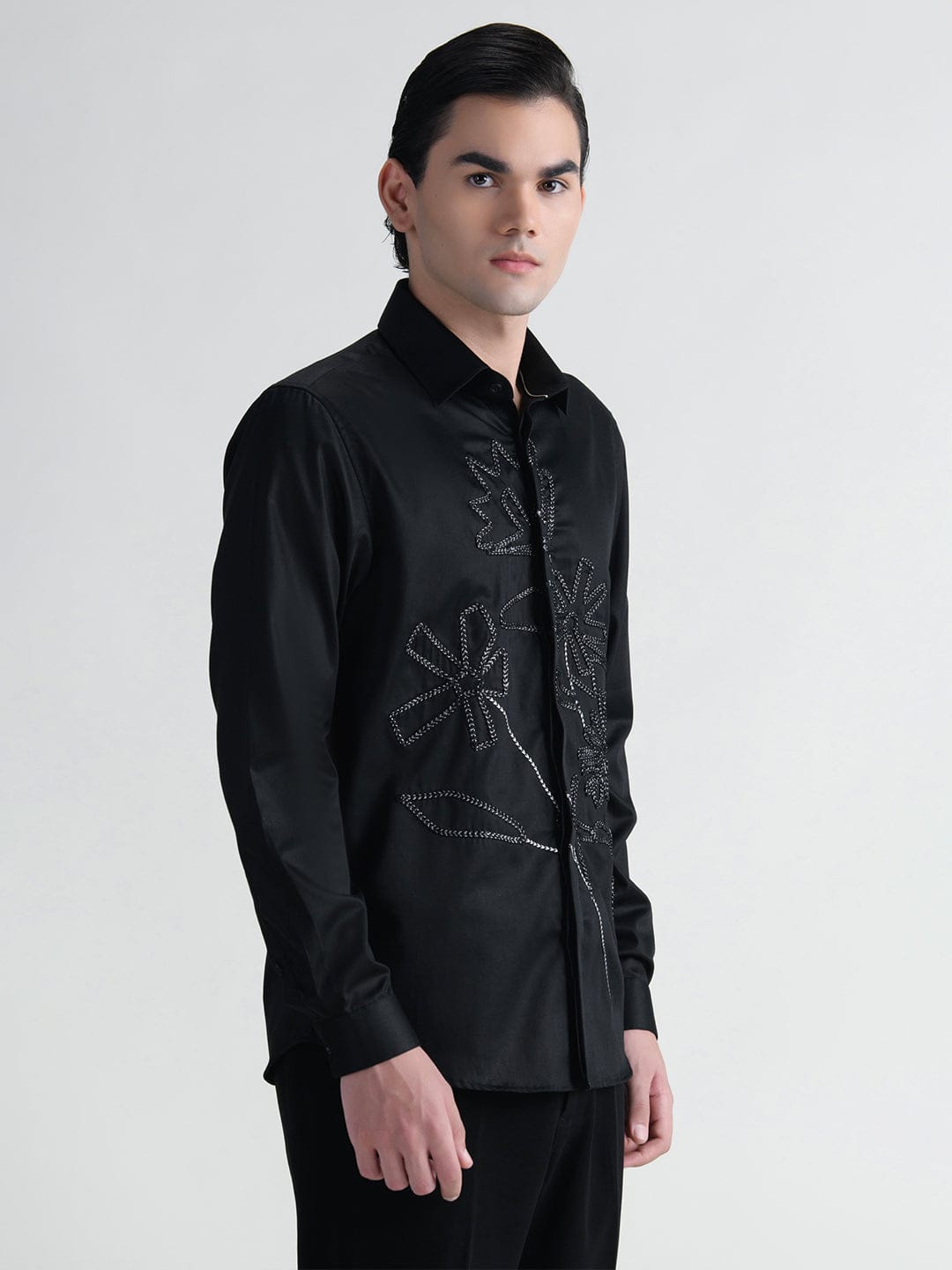 Abkasa Men Black Collar Shirt