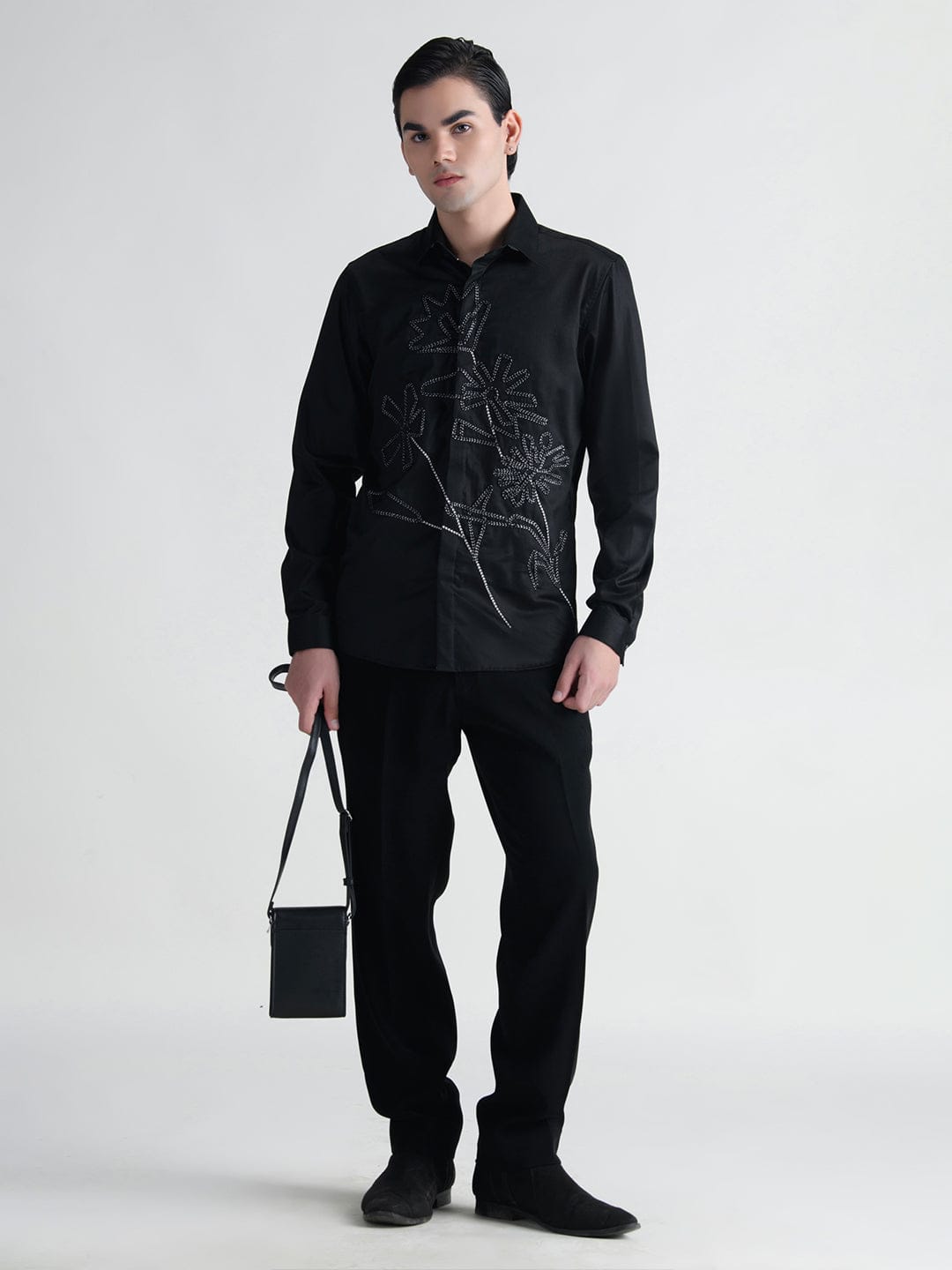 Abkasa Men Black Collar Shirt