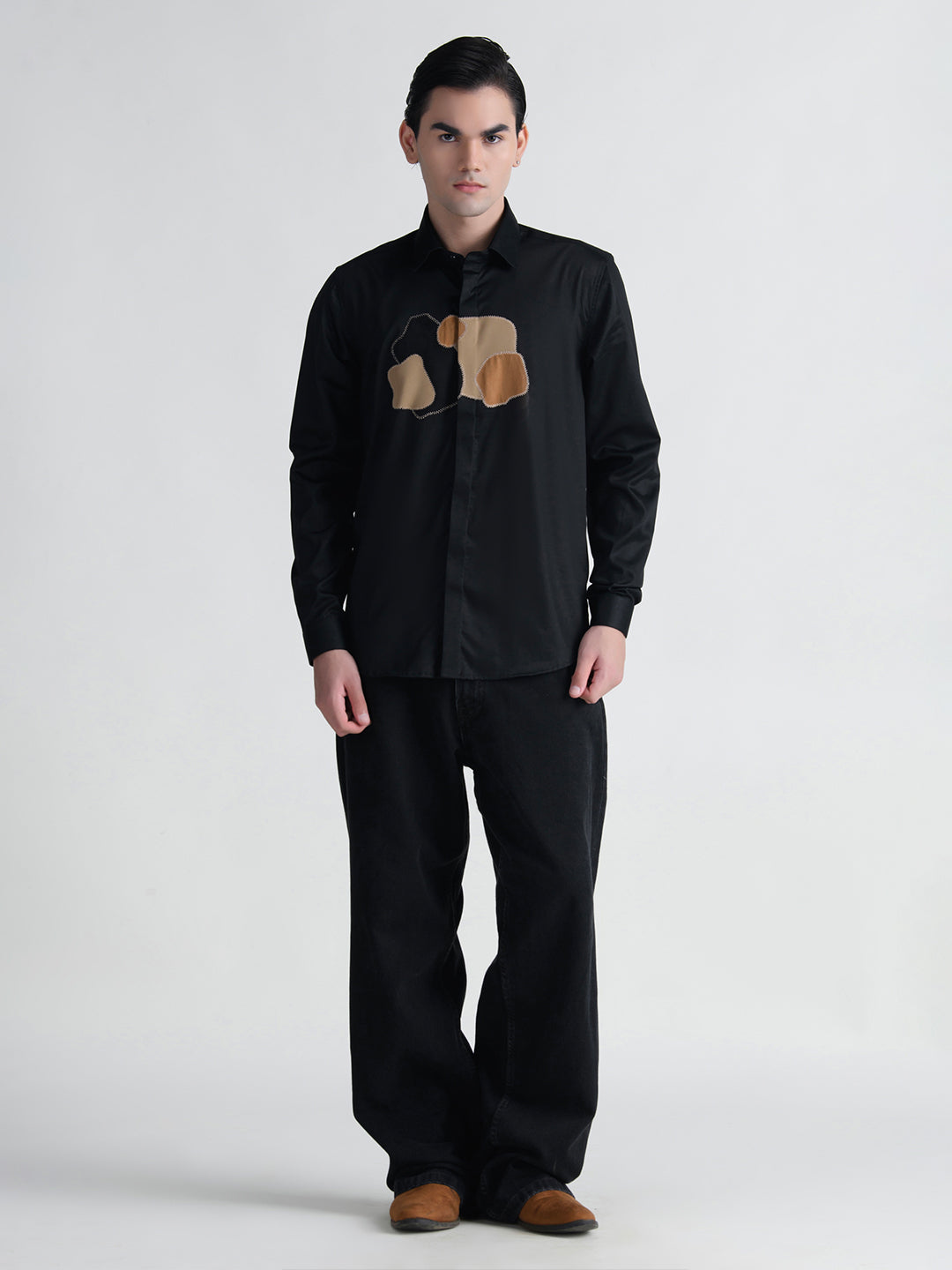 Abkasa Men Black Collar Shirt