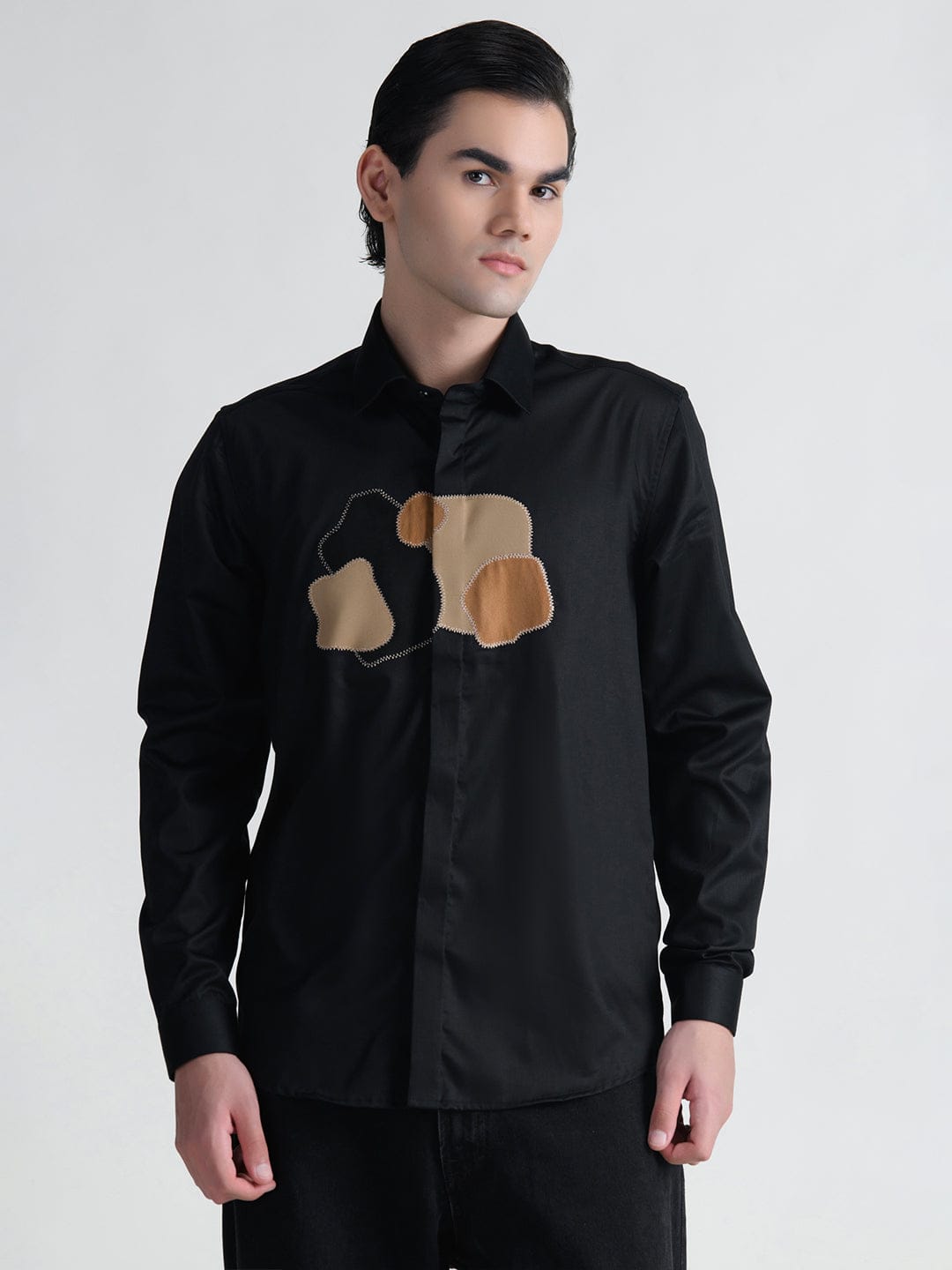 Abkasa Men Black Collar Shirt
