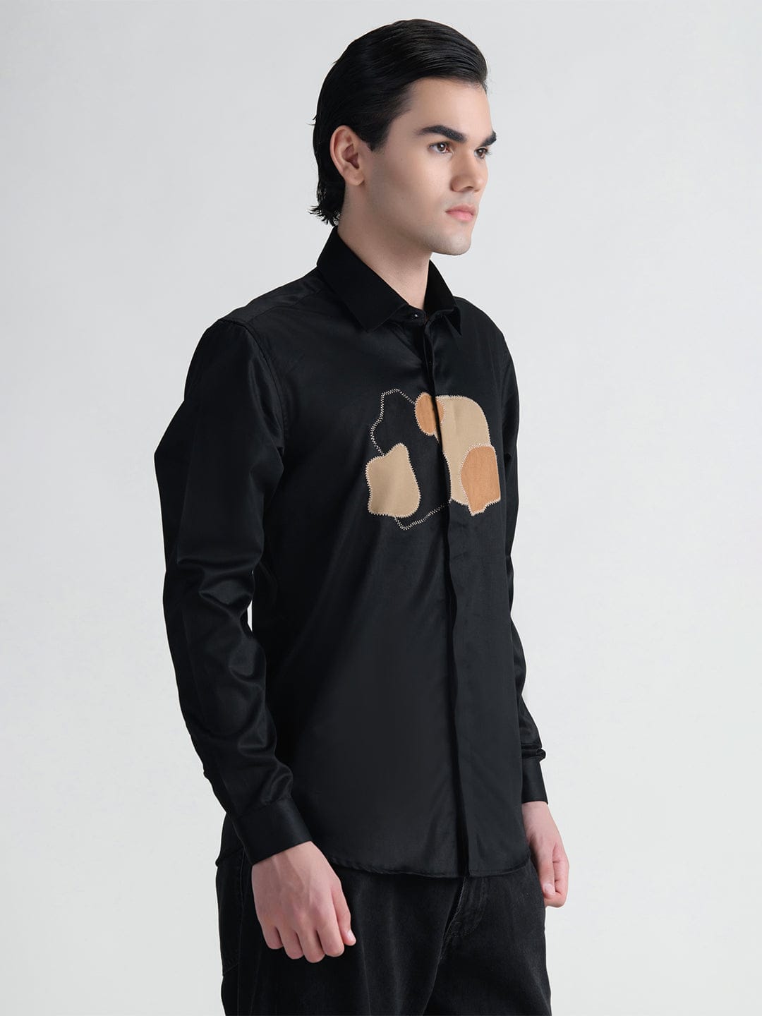 Abkasa Men Black Collar Shirt