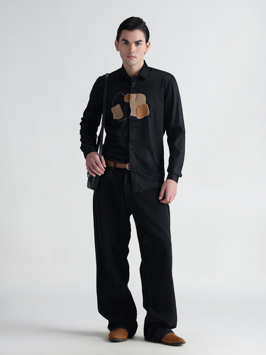 Abkasa Men Black Collar Shirt