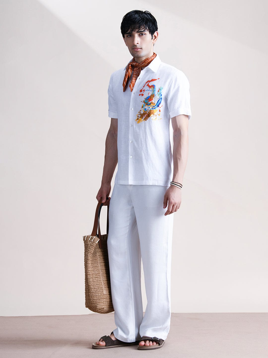 Abkasa Men White Collar Shirt