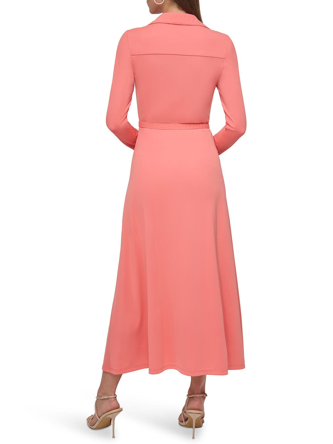 DKNY Women Orange Solid Collar Dress