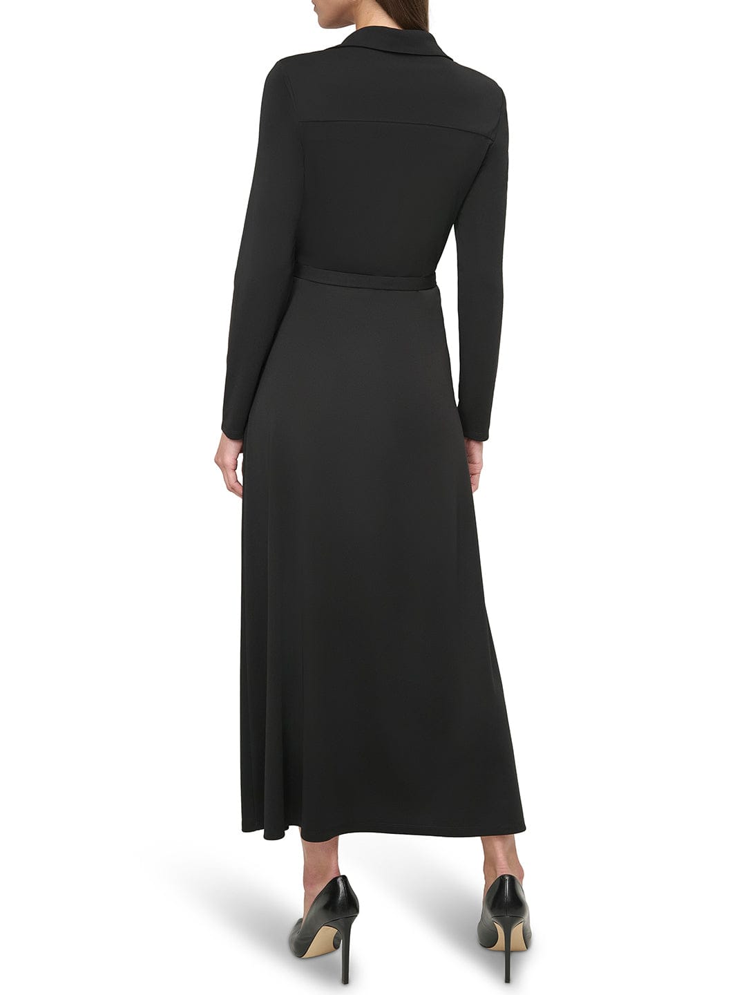 DKNY Women Black Solid Collar Dress