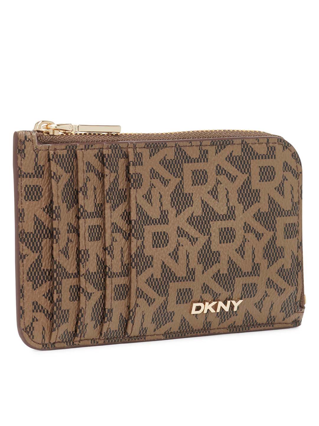 DKNY Women Brown Printed Card Case
