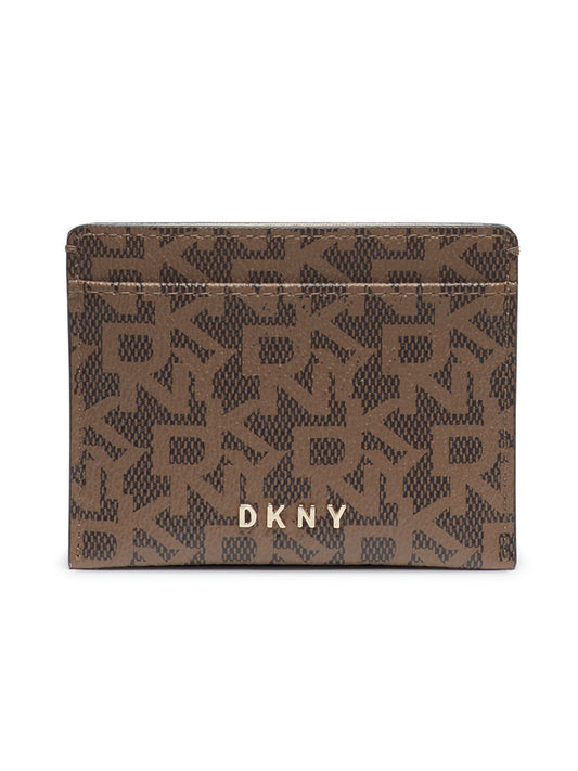 DKNY Women Brown Printed Card Case