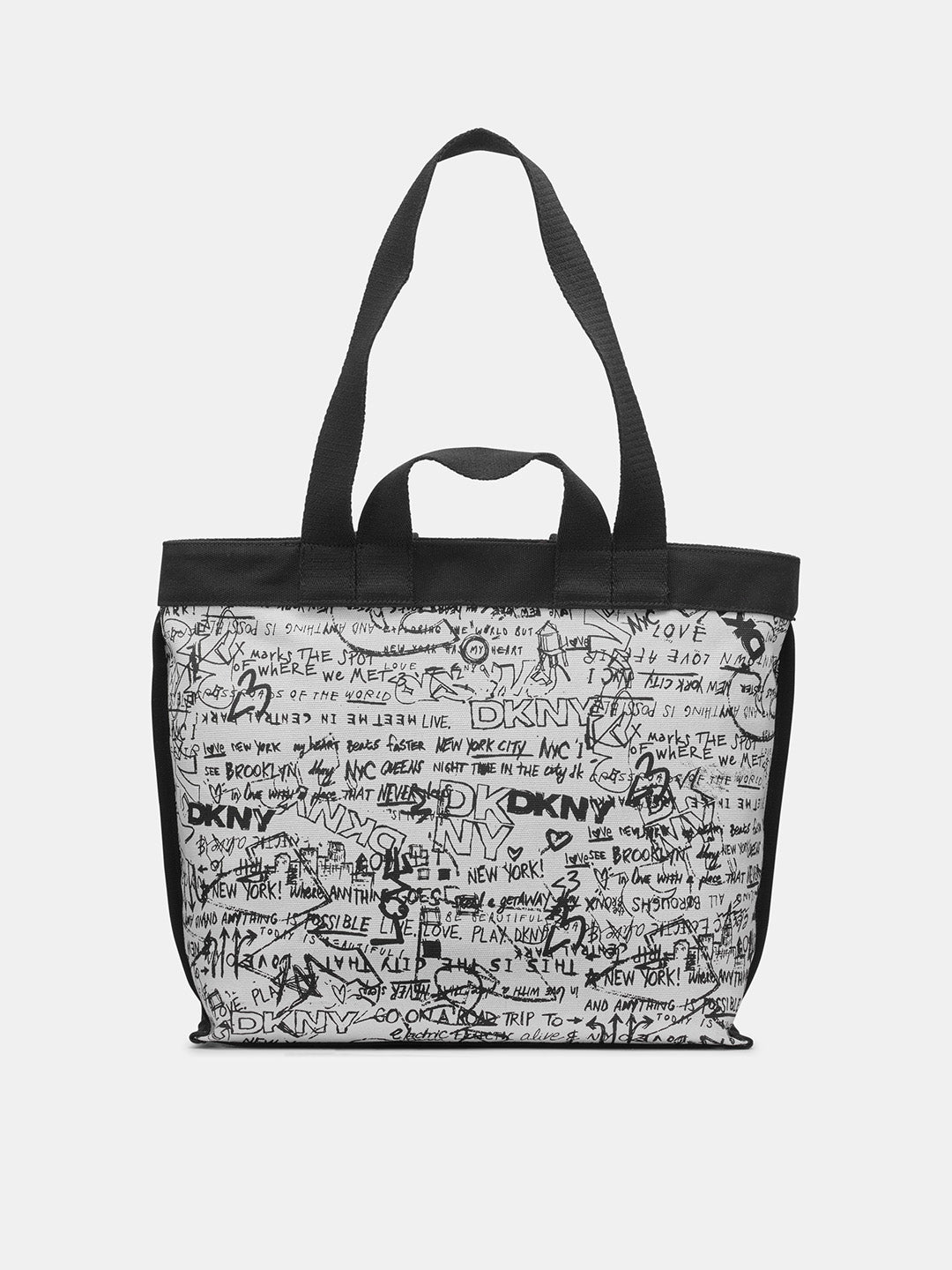 DKNY Women Black Printed Tote Bags