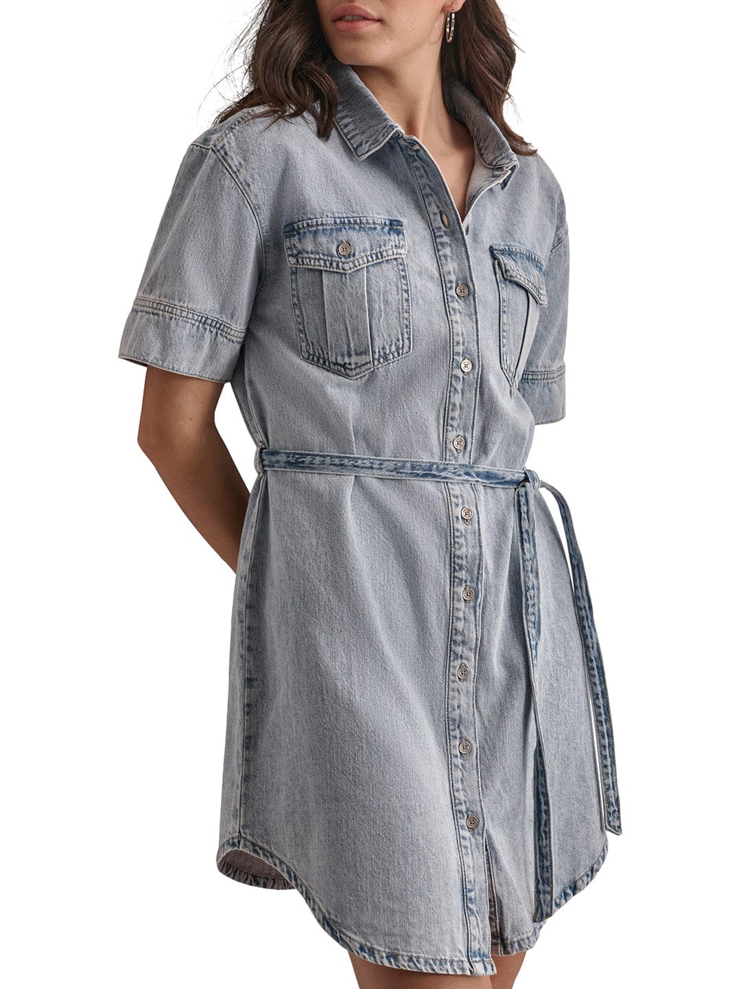 DKNY Women Blue Washed Collar Dress