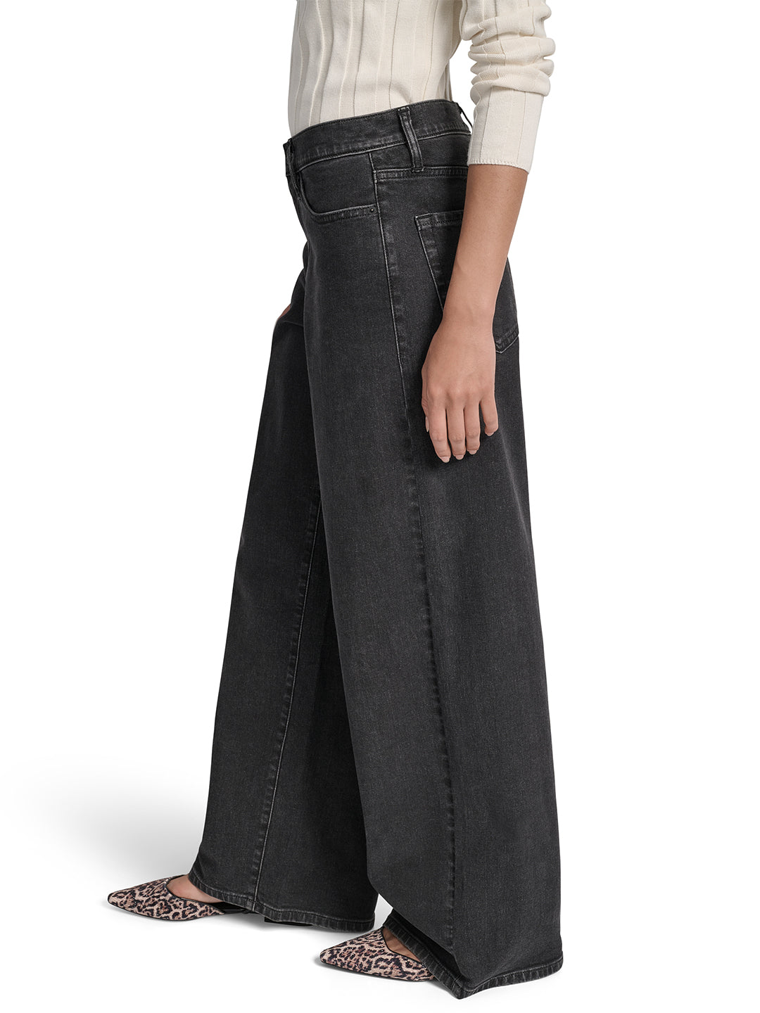 DKNY Women Black Flared Washed Jeans