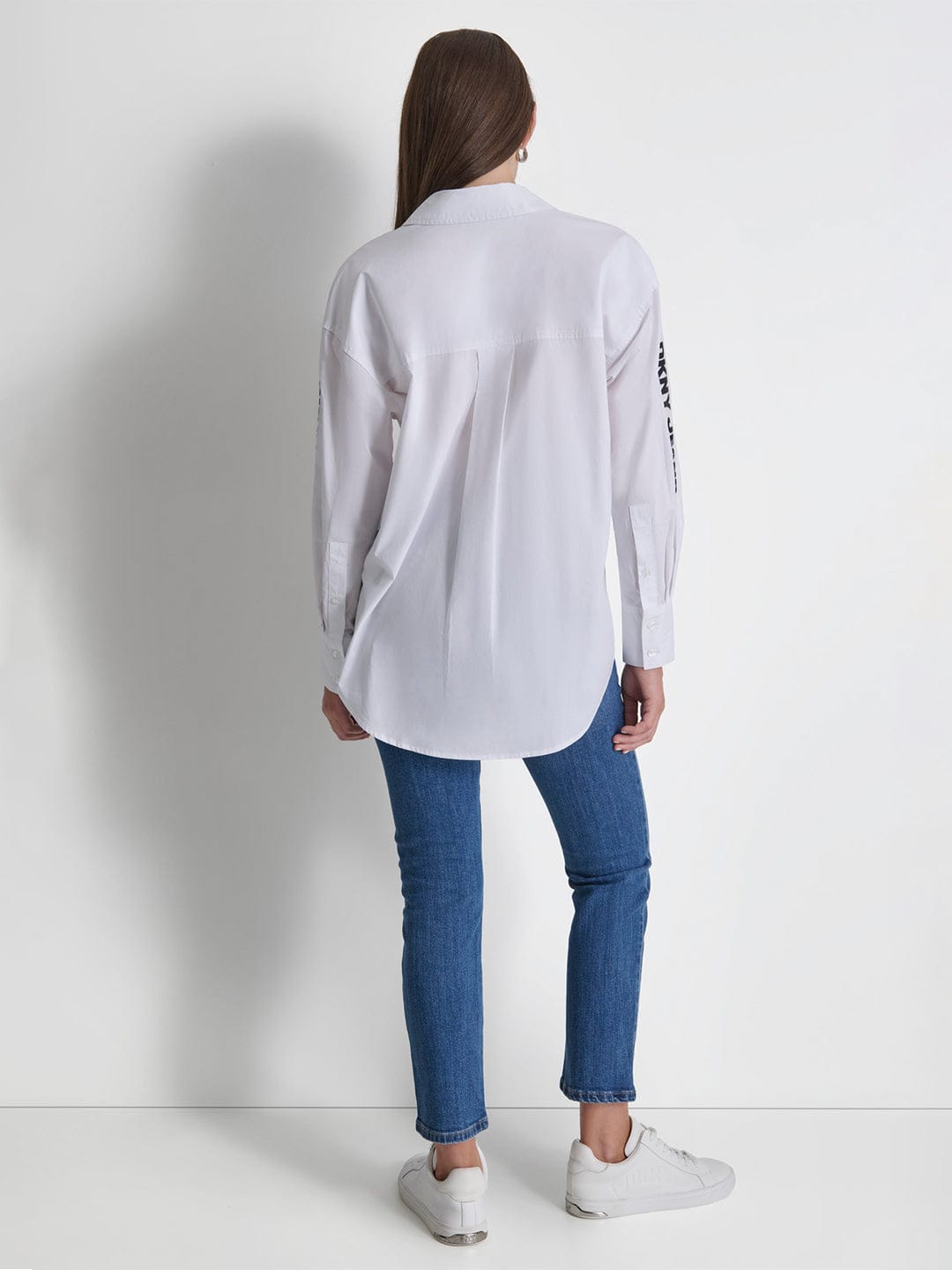 DKNY Women White Embroidered Collar Shirt