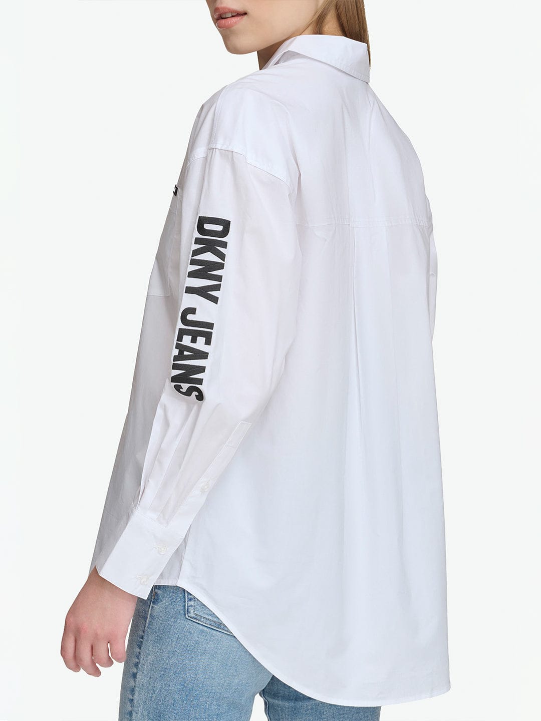DKNY Women White Embroidered Collar Shirt