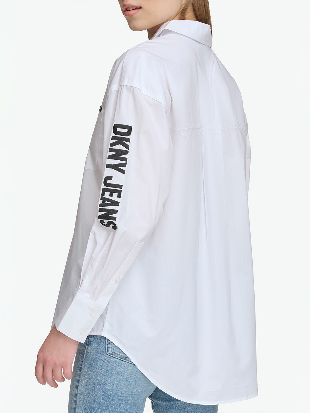 DKNY Women White Embroidered Collar Shirt
