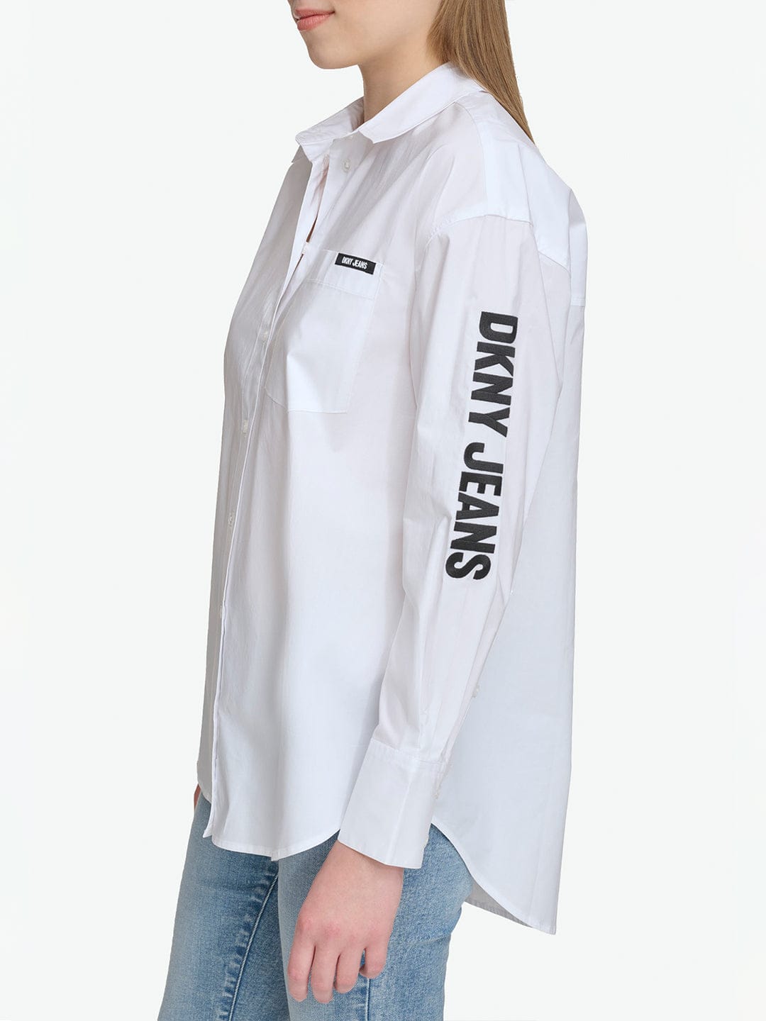 DKNY Women White Embroidered Collar Shirt