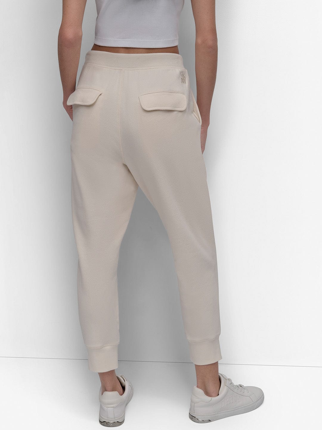 DKNY Women Cream Jogger Fit Solid Trouser