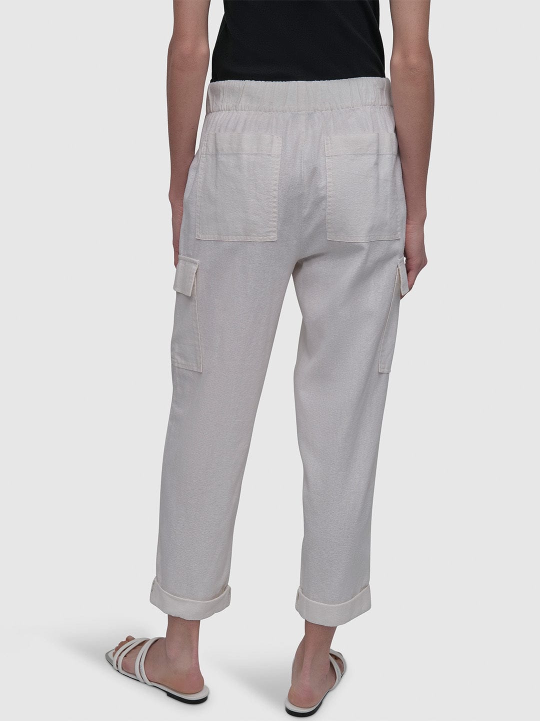 DKNY Women White Oversized Fit Solid Trouser