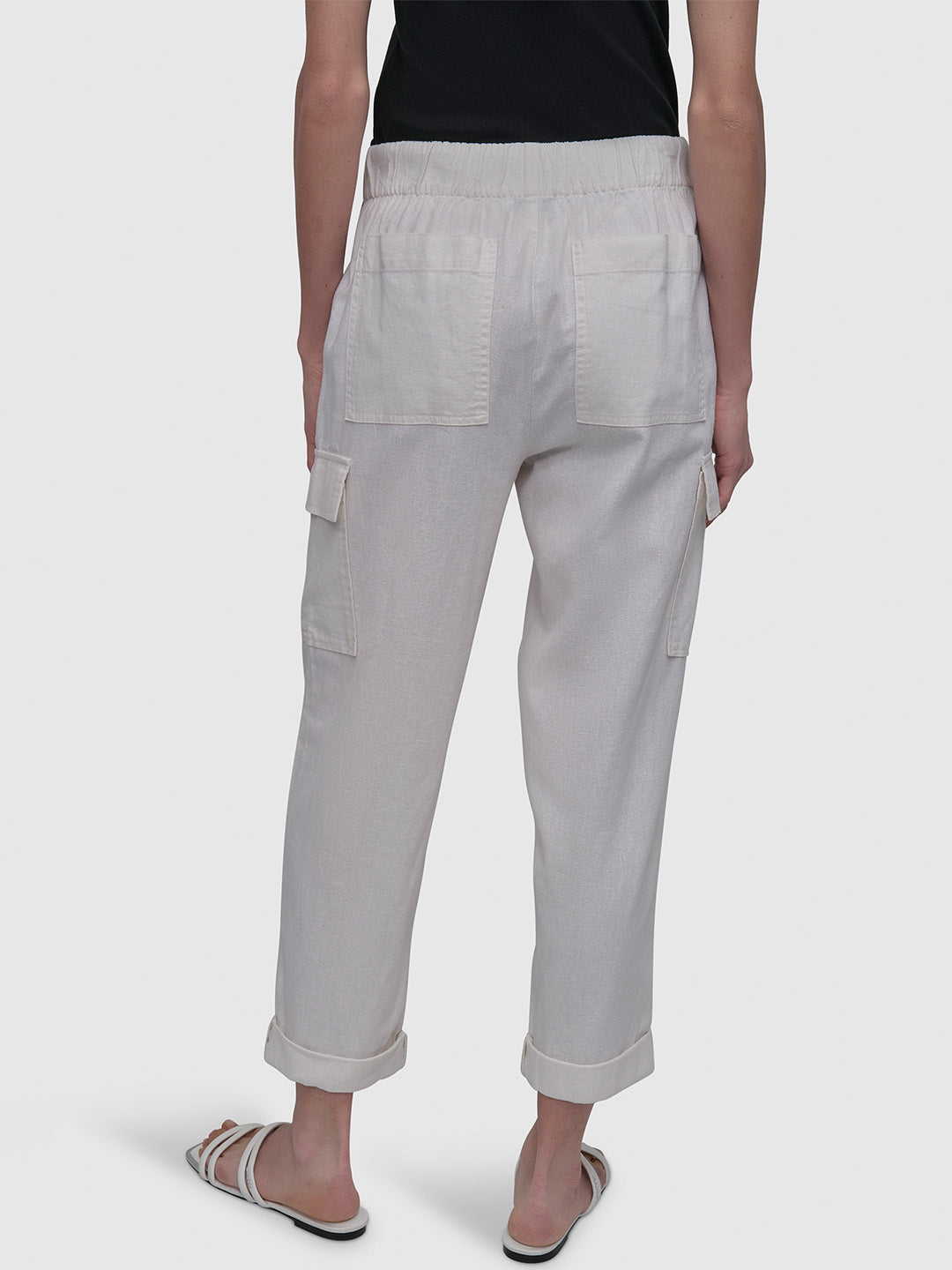 DKNY Women White Oversized Fit Solid Trouser