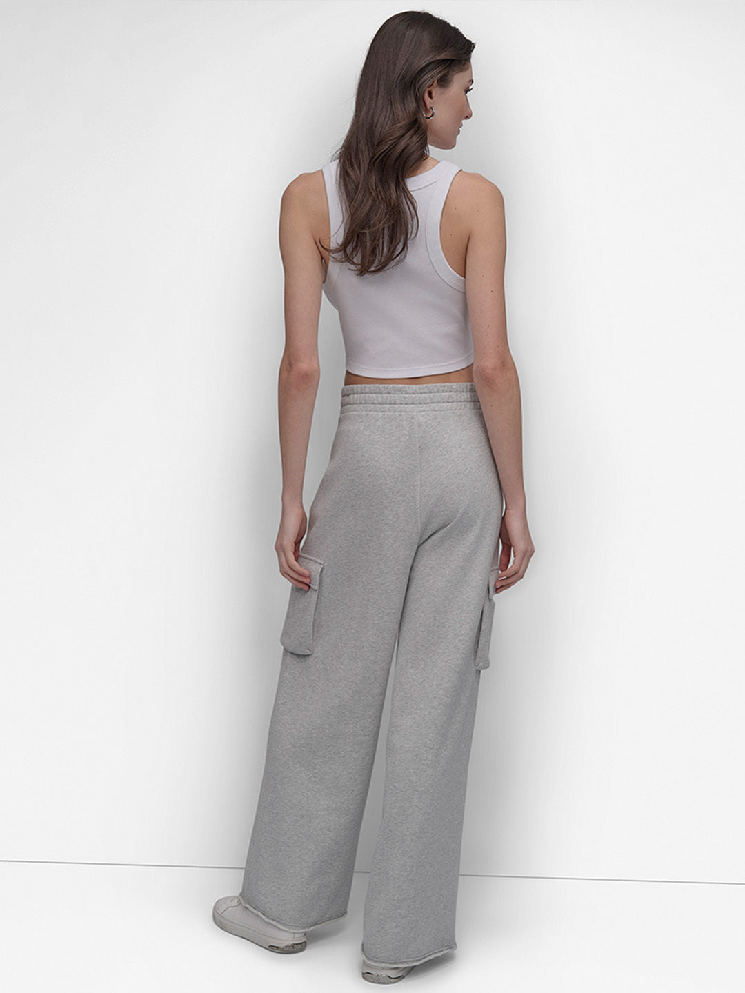 DKNY Women Grey Oversized Fit Solid Trouser