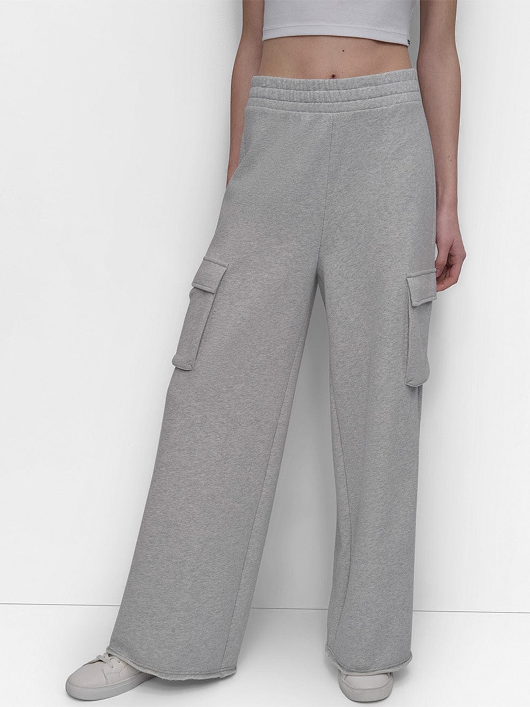 DKNY Women Grey Oversized Fit Solid Trouser