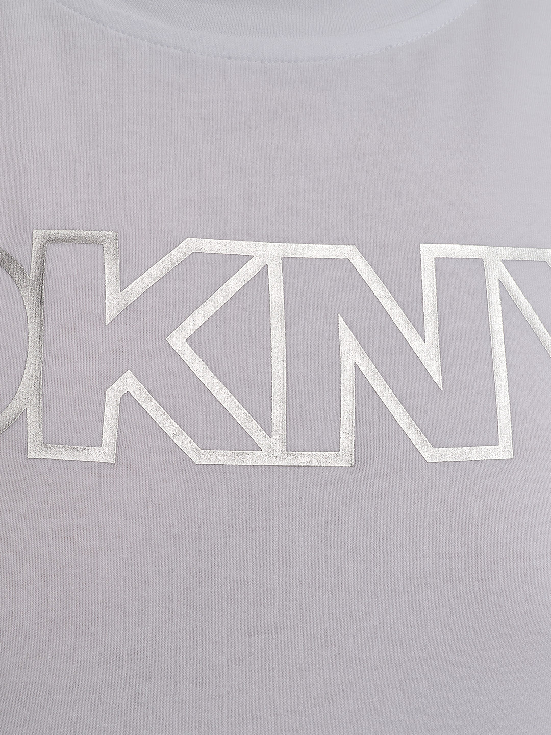 DKNY Women White Solid Round Neck Tshirt