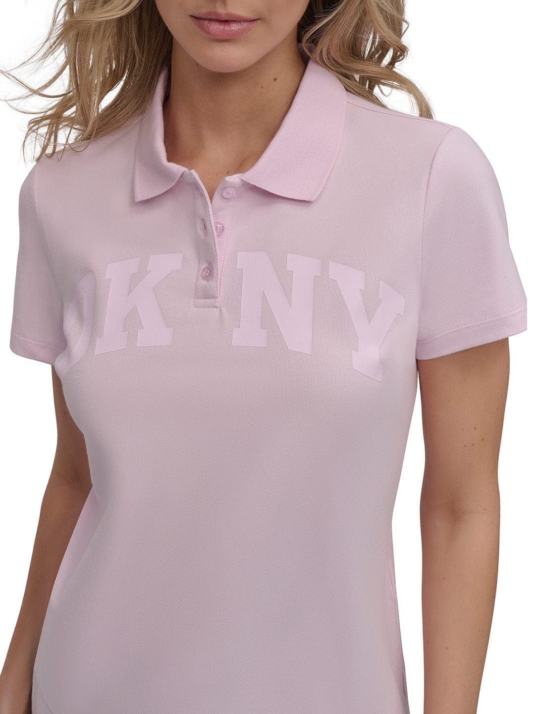 DKNY Women Pink Solid Polo Tshirt