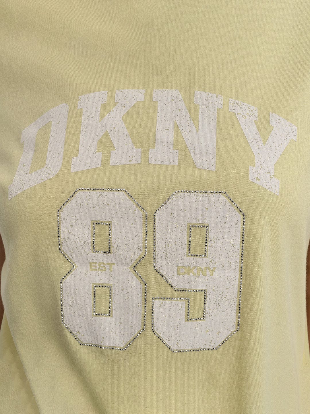 DKNY Women Yellow Embellished Round Neck TShirt