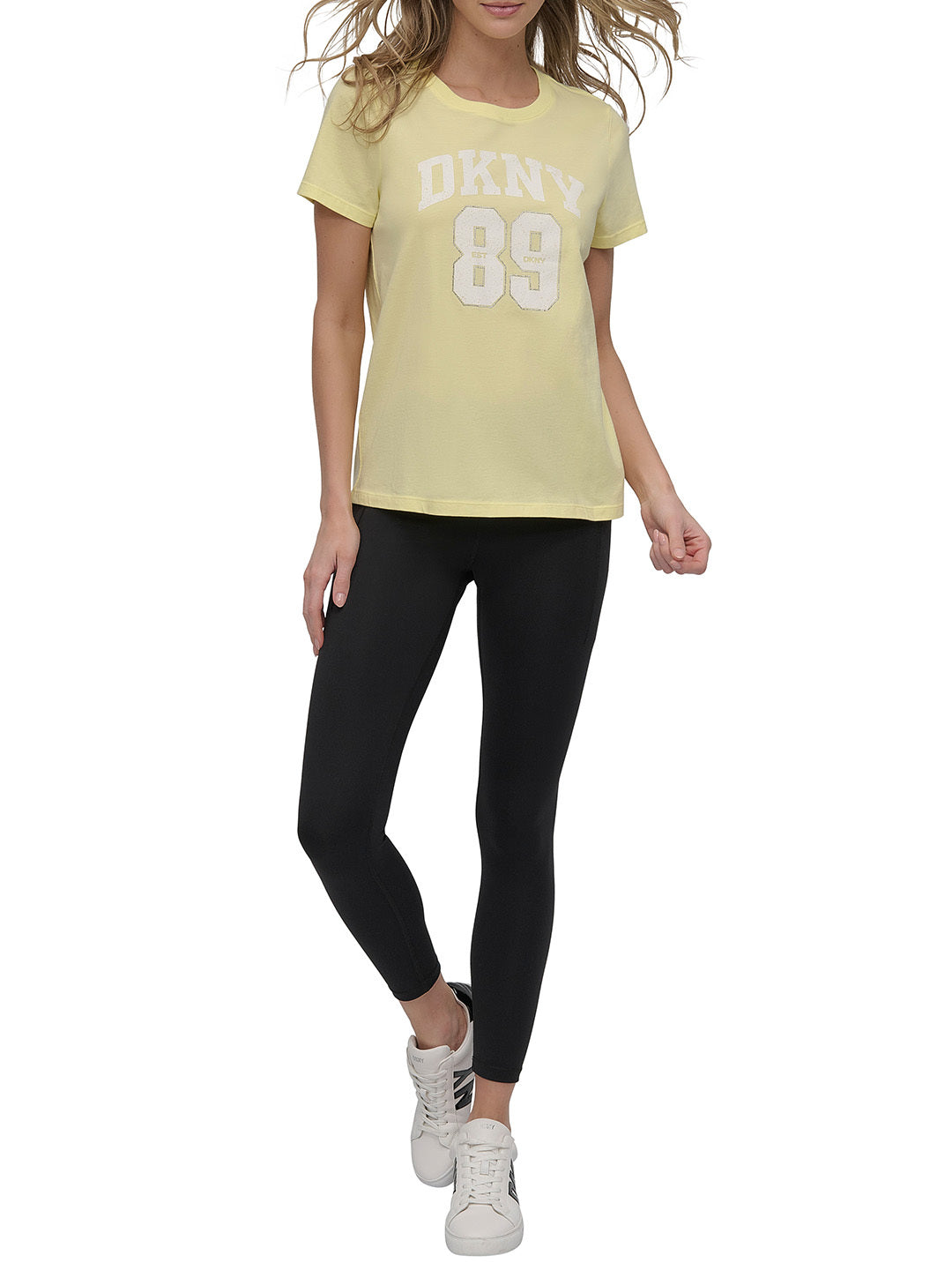 DKNY Women Yellow Embellished Round Neck TShirt